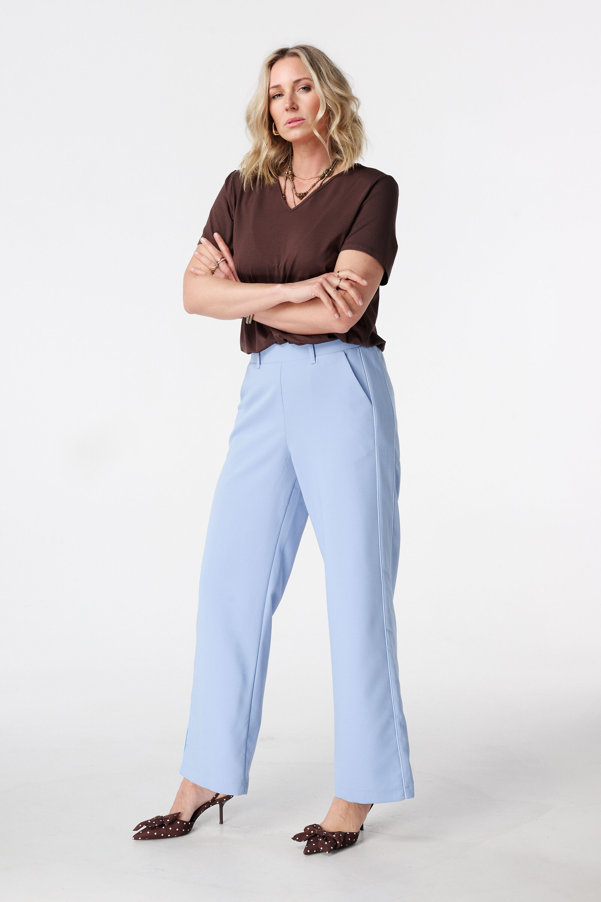 Wide-leg pantalon met zijstreep image number 6