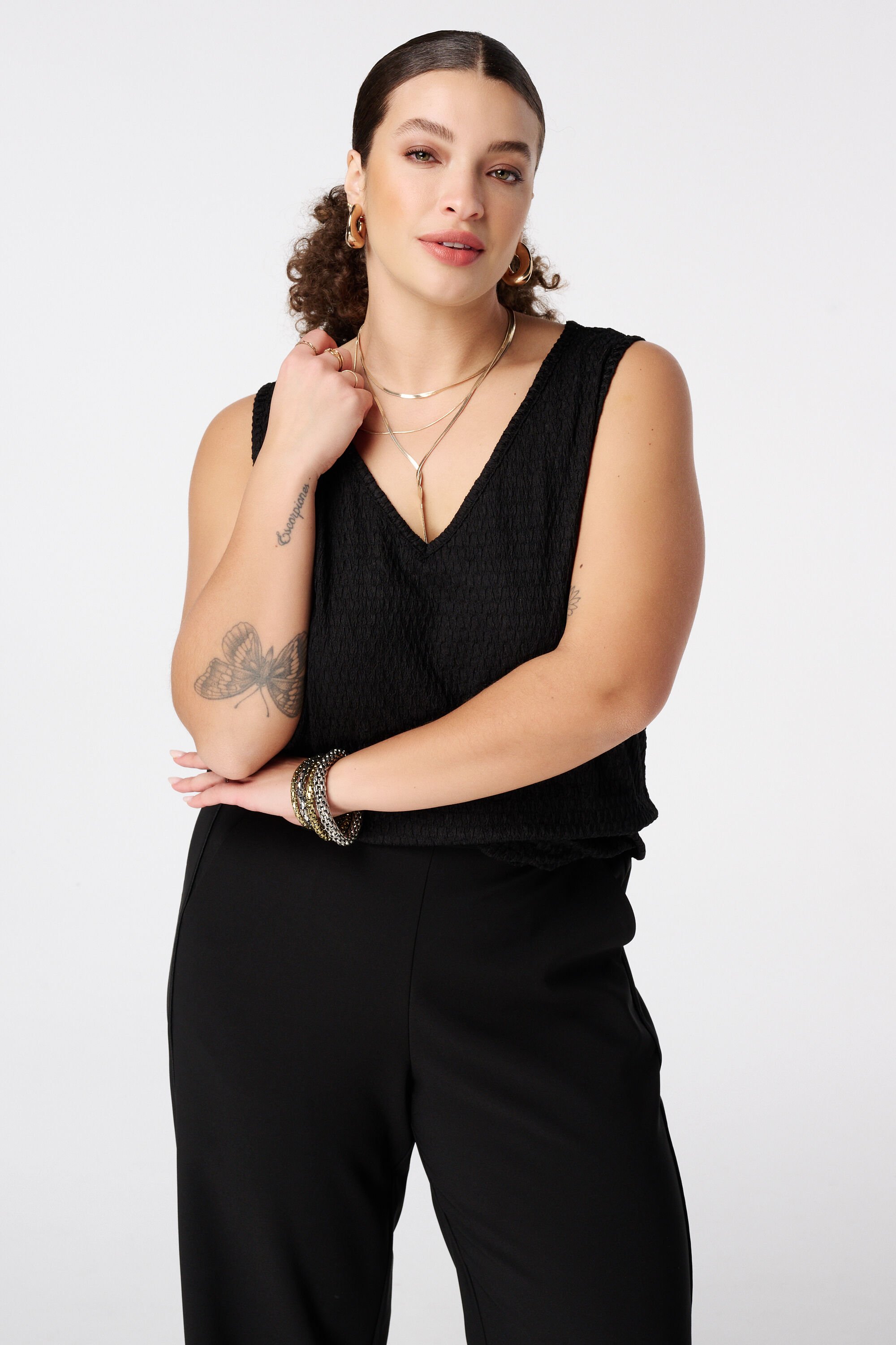 Mouwloze top met structuur