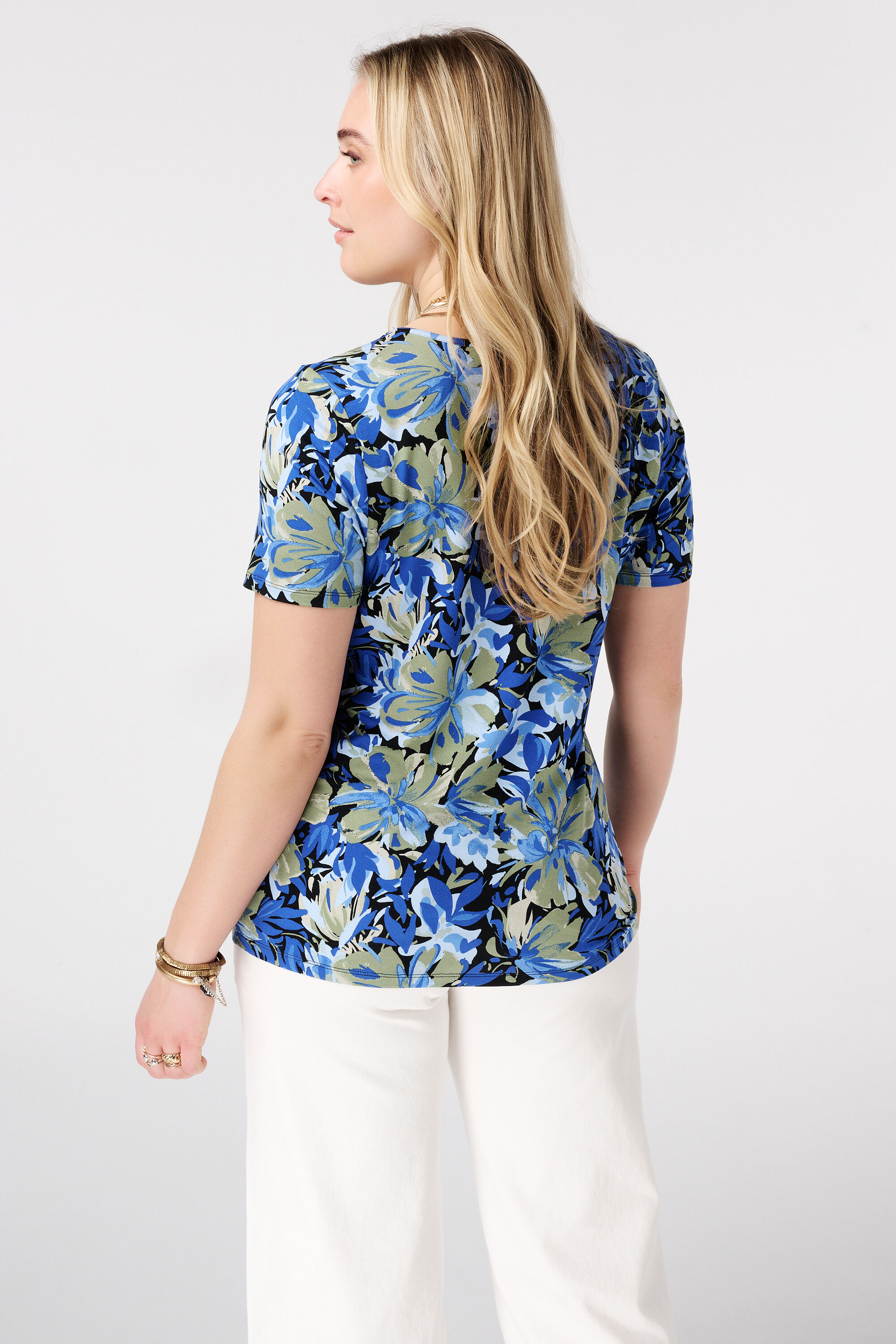 T-shirt met print en v-hals image number 3
