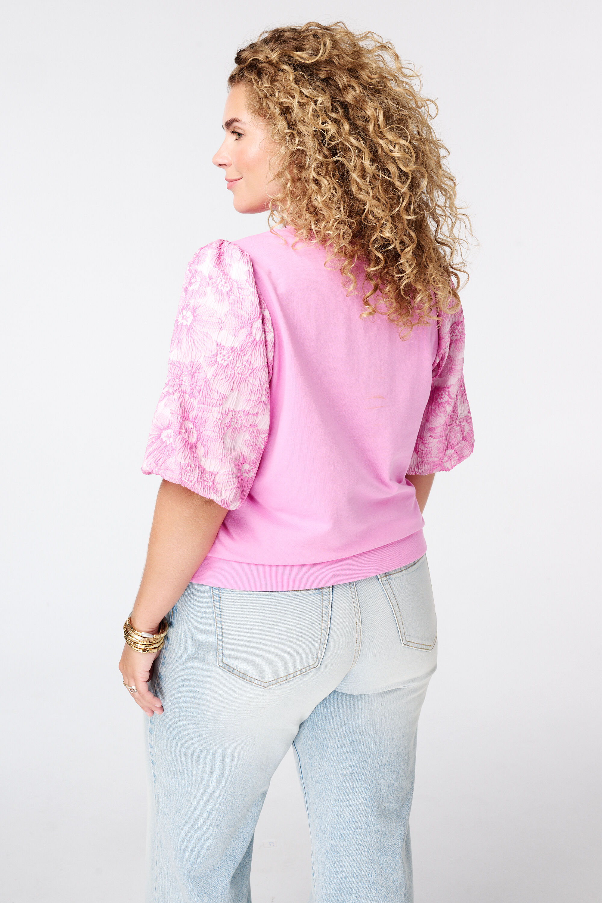 Top met jacquard mouwen image number 3