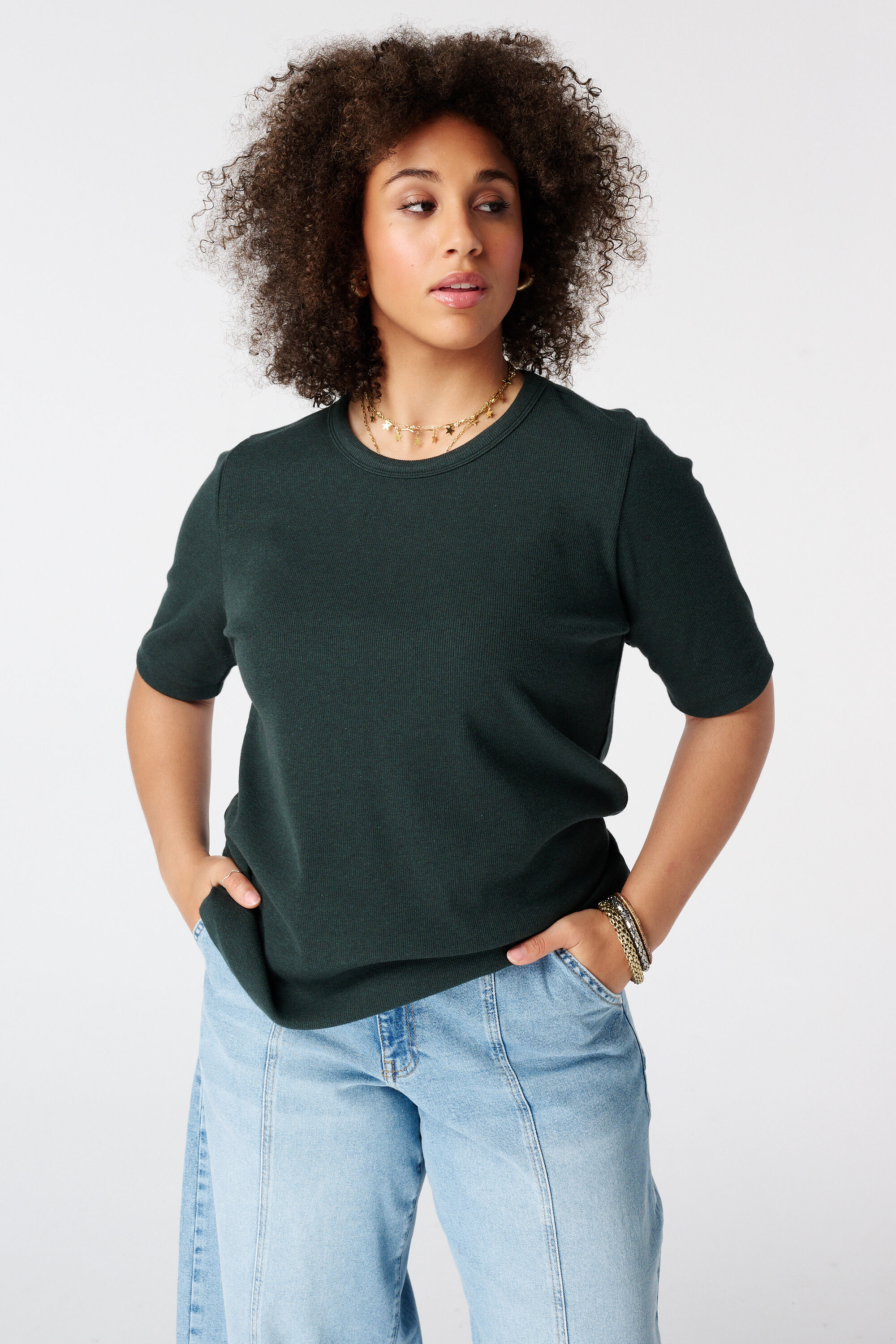 Basic top van ribstof