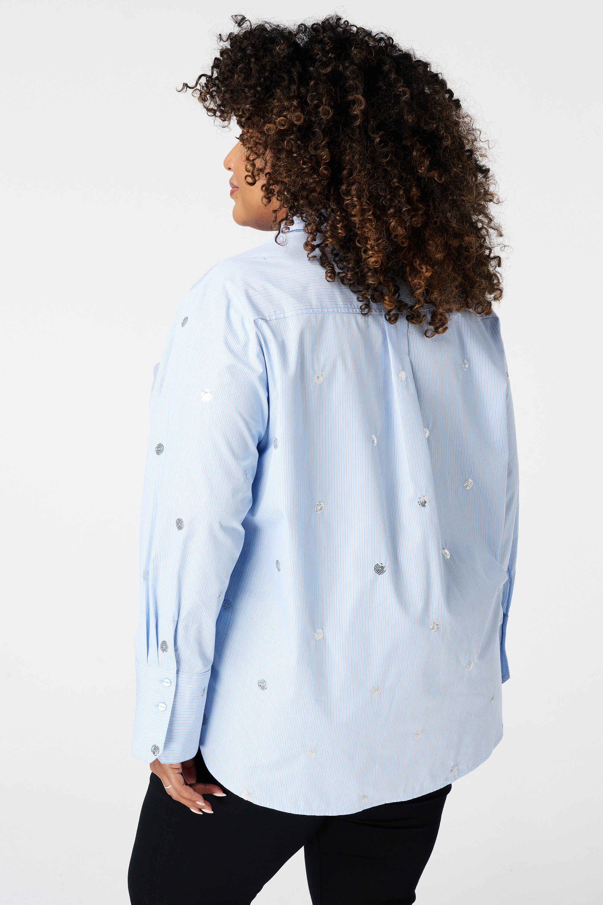 Gestreepte blouse met pailletten image number 3
