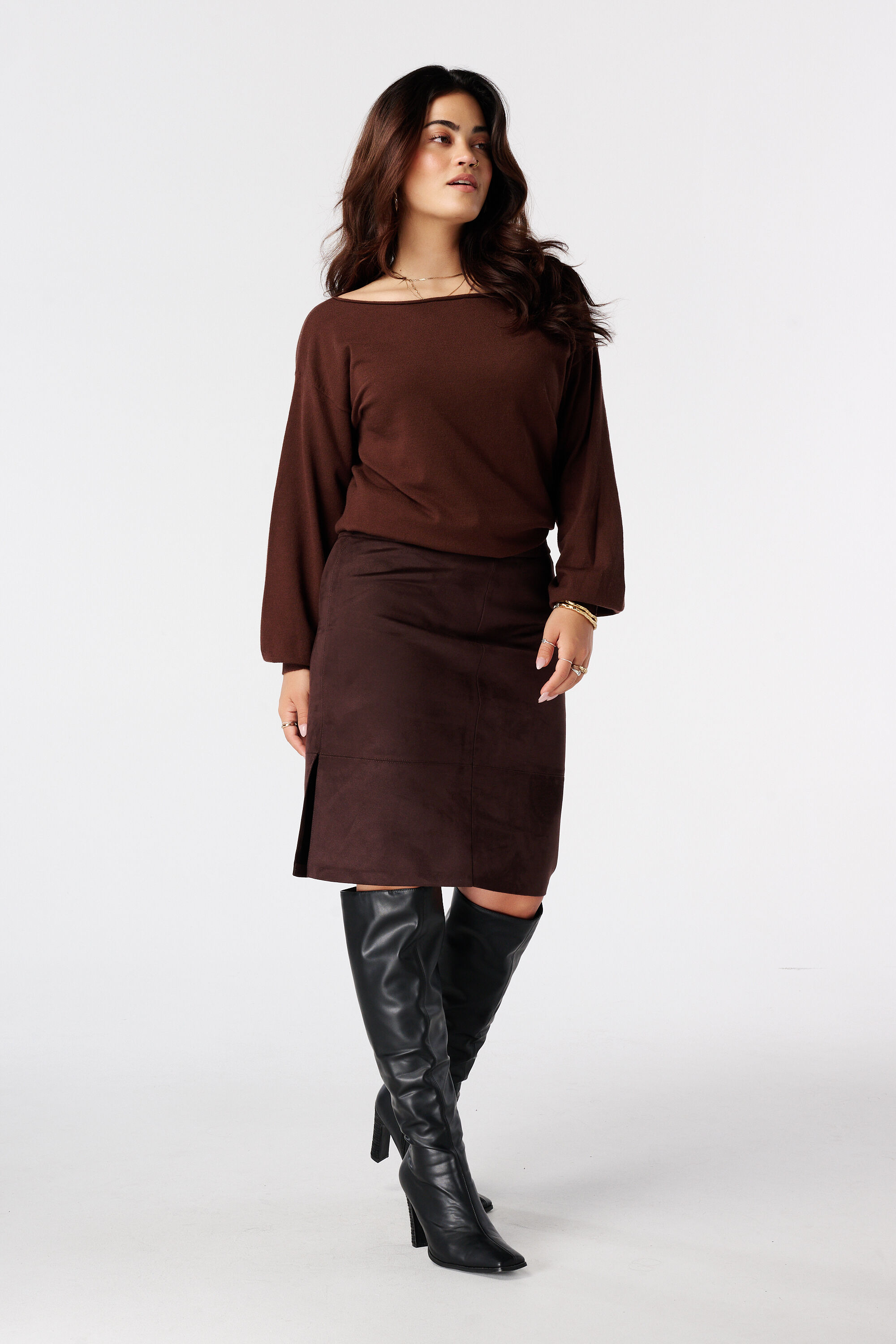 Rok met split in su&egrave;de look