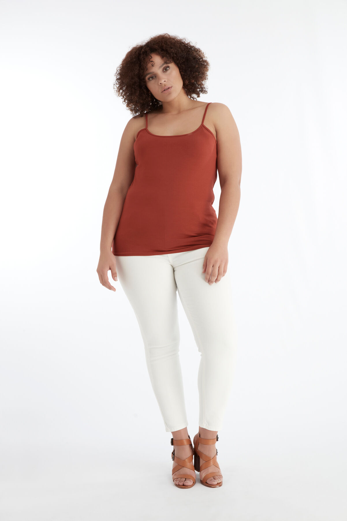 Katoenen top met spaghettibandjes image number 5