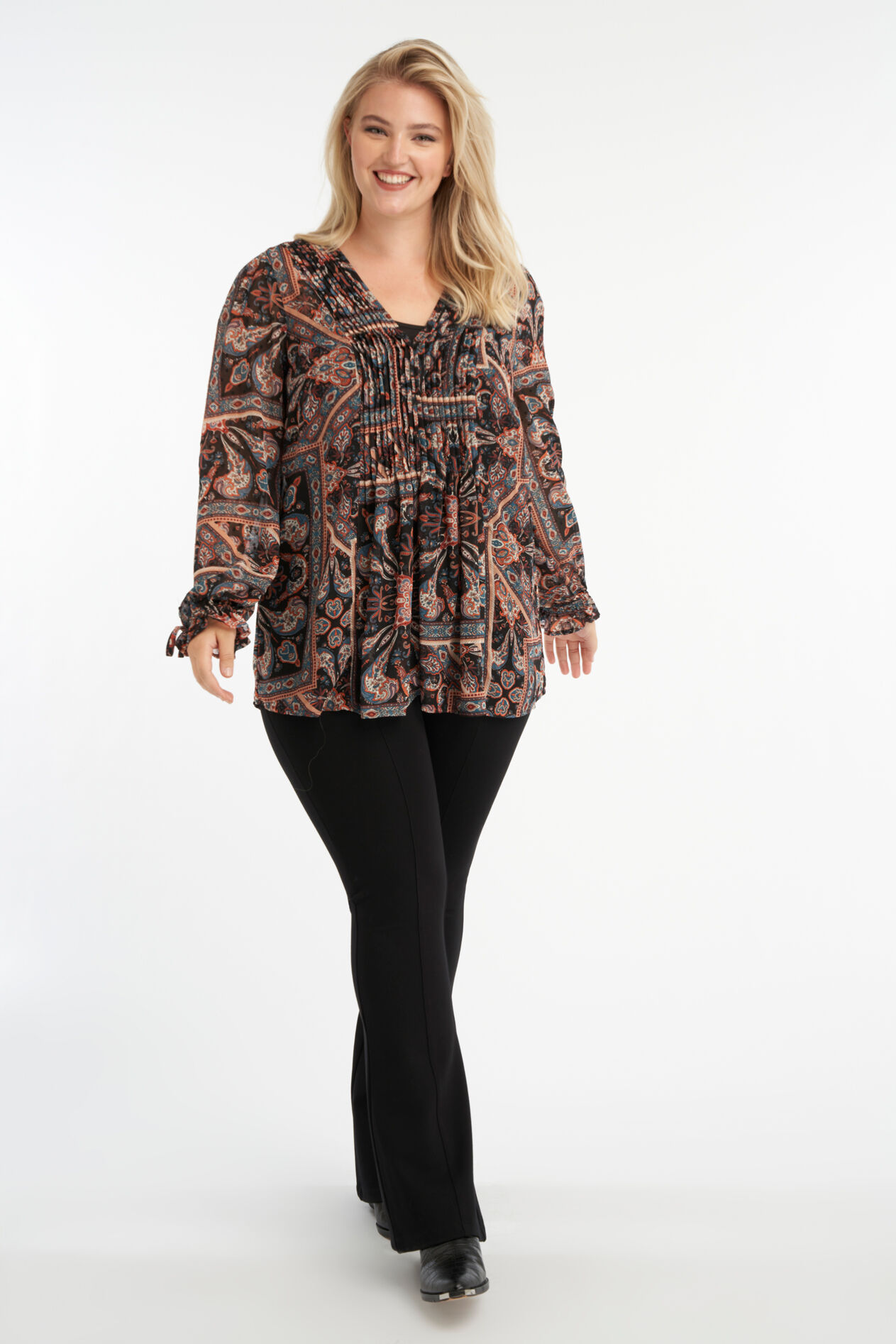 Paisley print blouse met V-hals image number 4