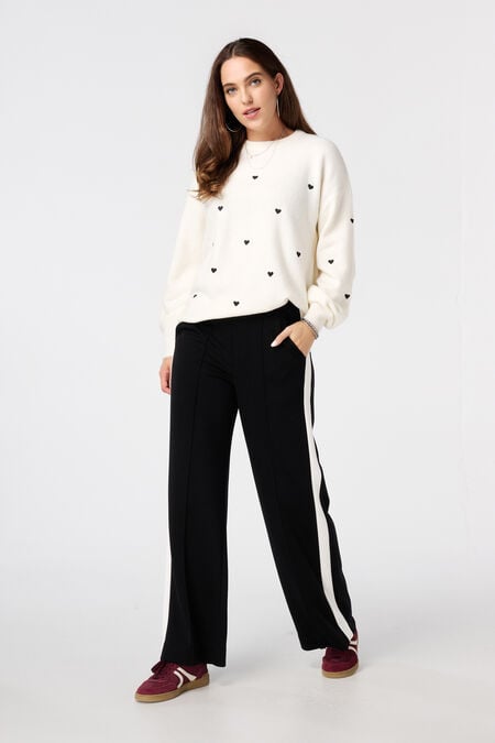 Wijde pantalon met contraststreep Wijde pantalon met contraststreep