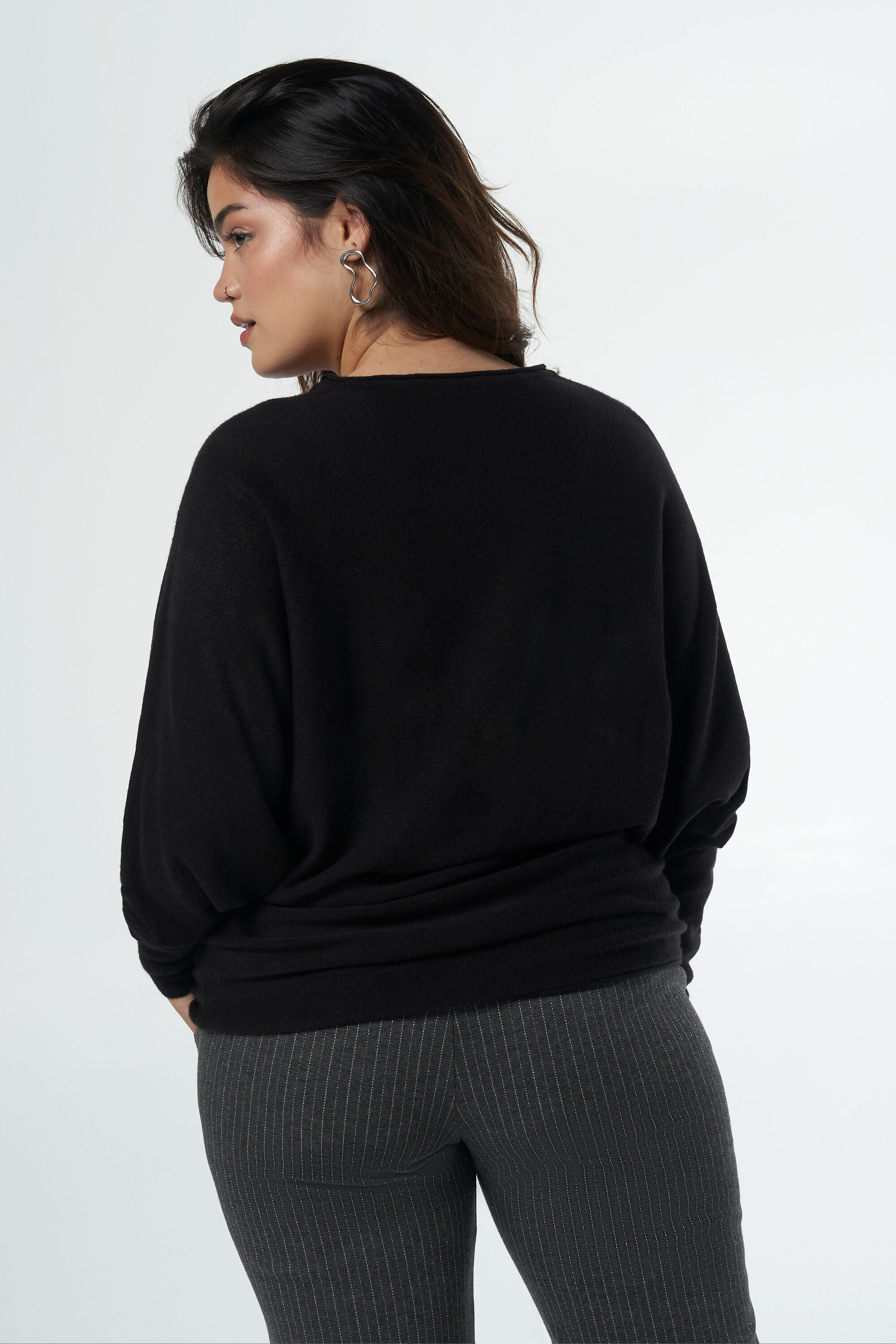 Dames Trui met vleermuismouwen Zwart MS Mode