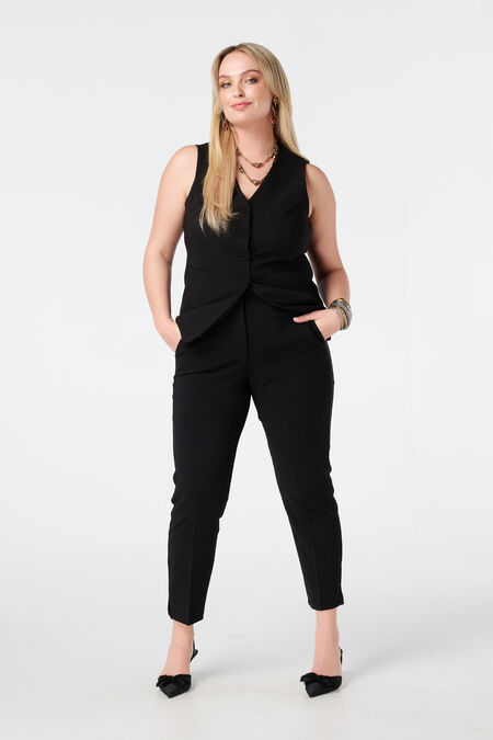 Straight leg pantalon met elastische taille Straight leg pantalon met elastische taille