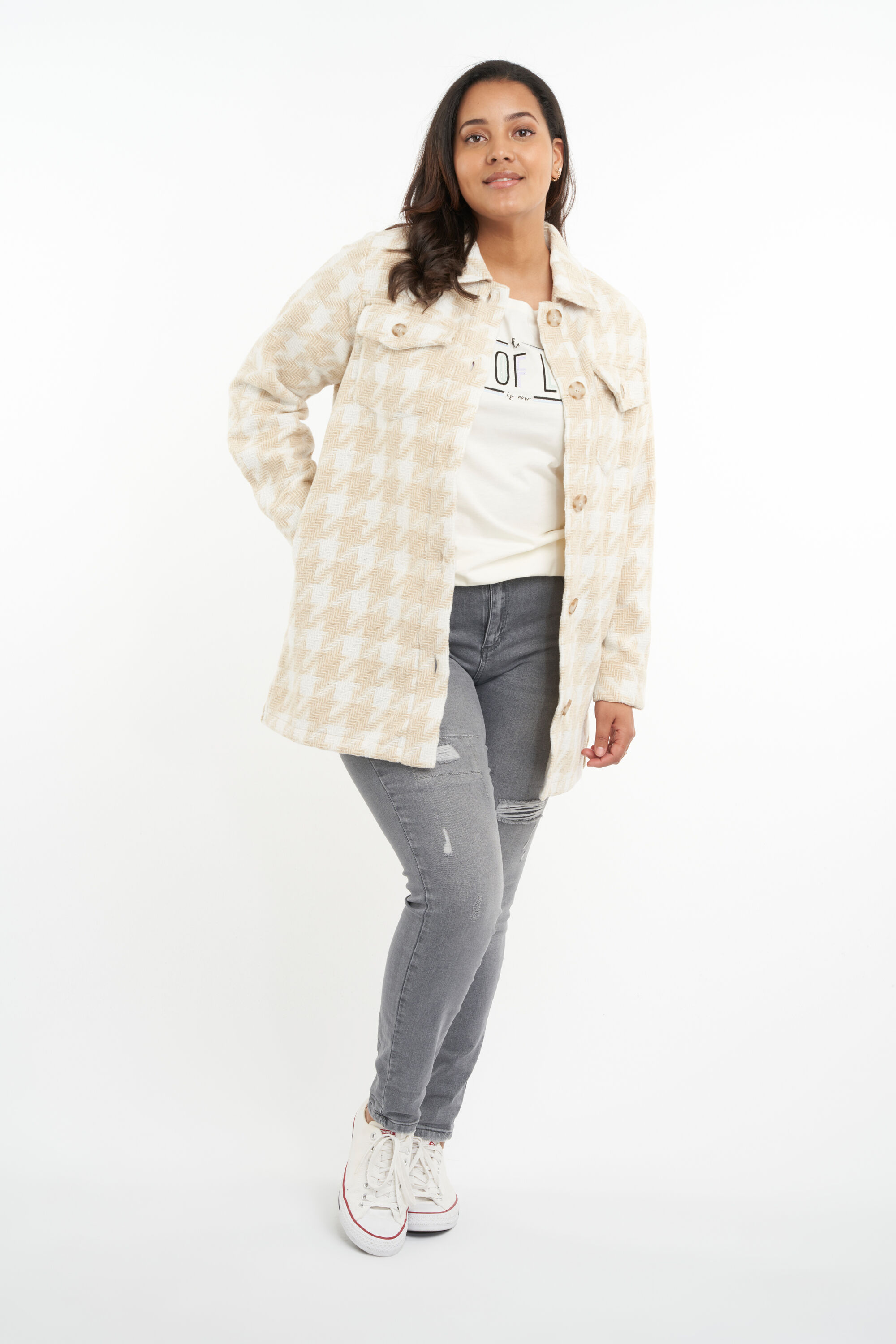 Shacket met pied-de-poule print image number 6