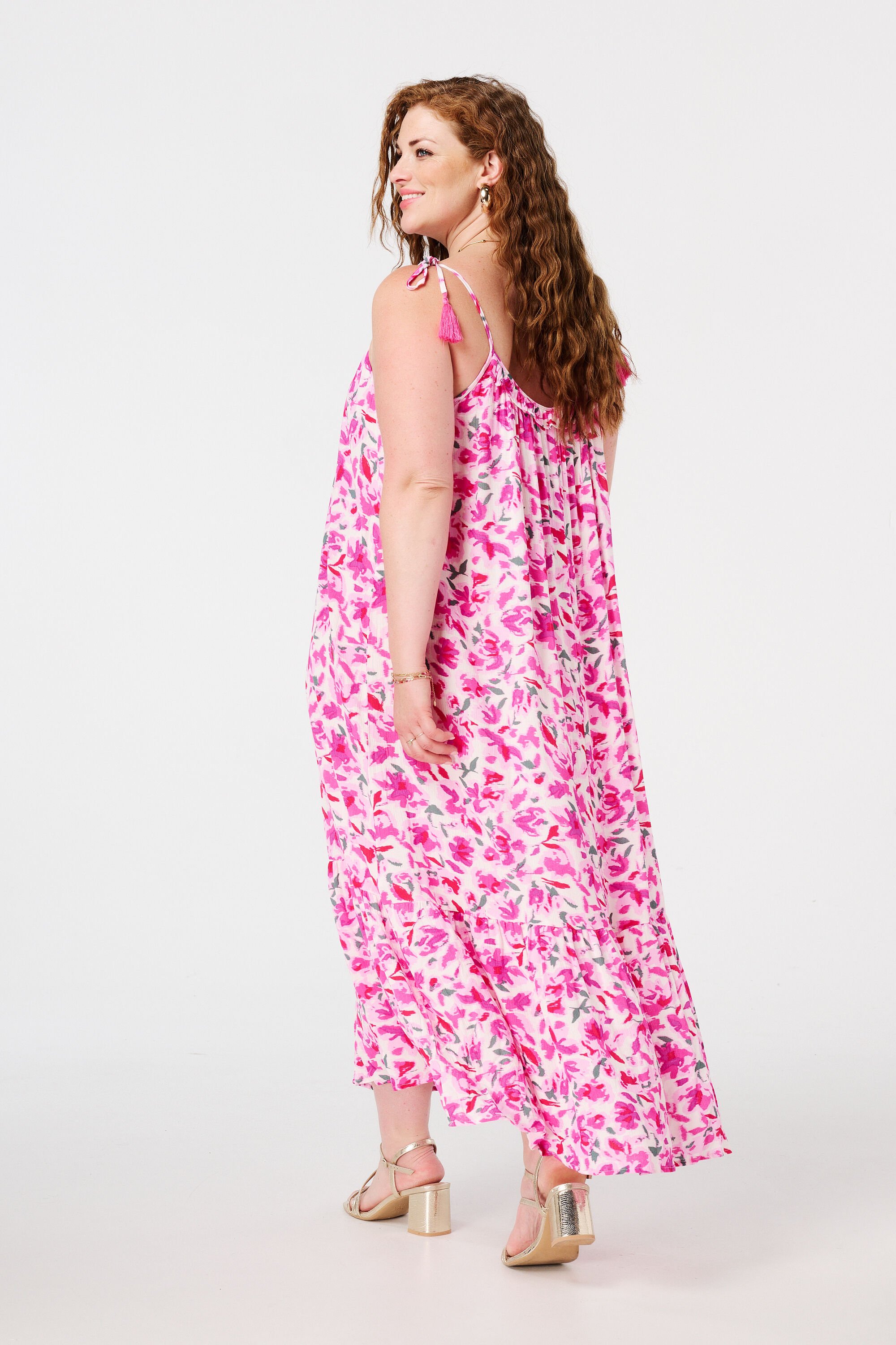 Maxi jurk met print en kwastjes image number 3