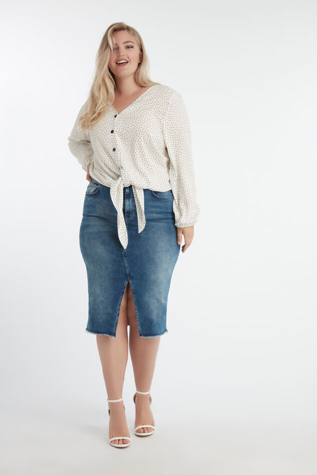 Denim rok met split image number 0