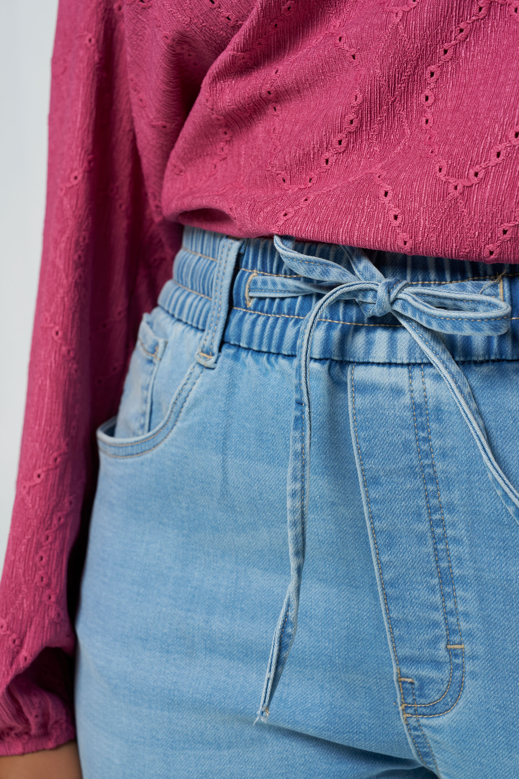 Denim jogger broek image number 4