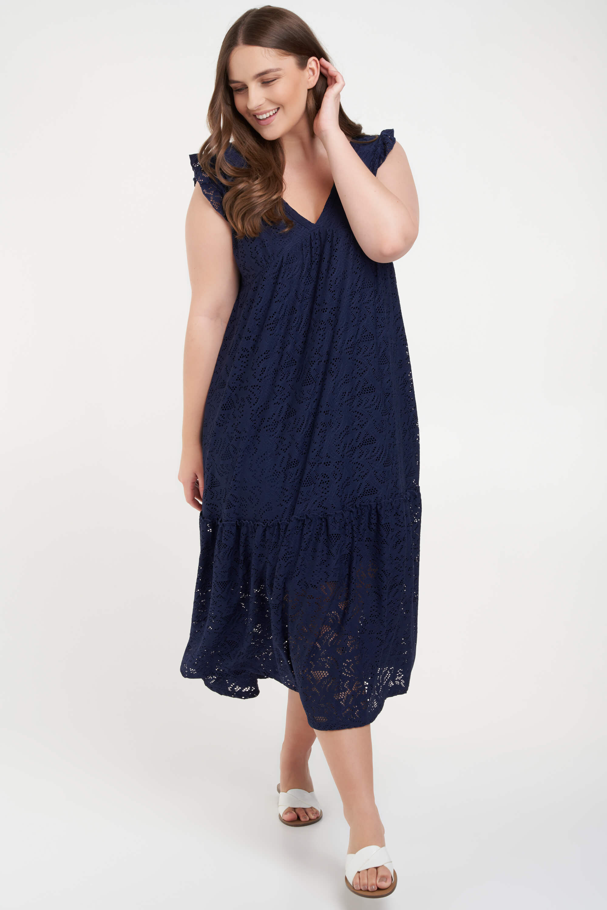 Jurk met broderie anglaise image number 0