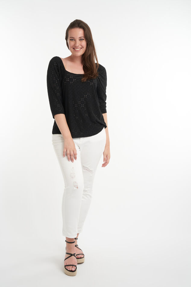 Broderie top met pofmouwen image number 5