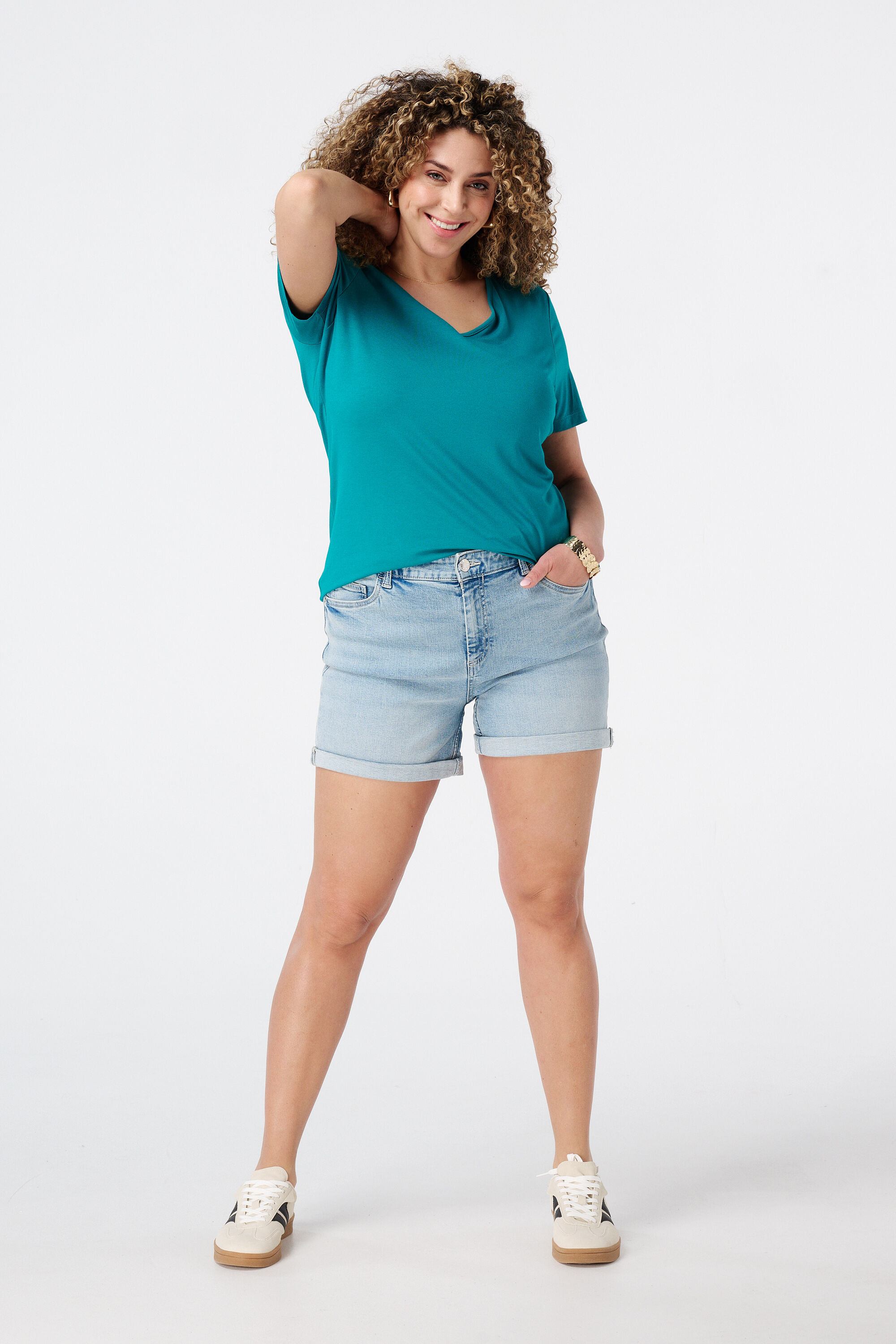 T-shirt met V-hals image number 5