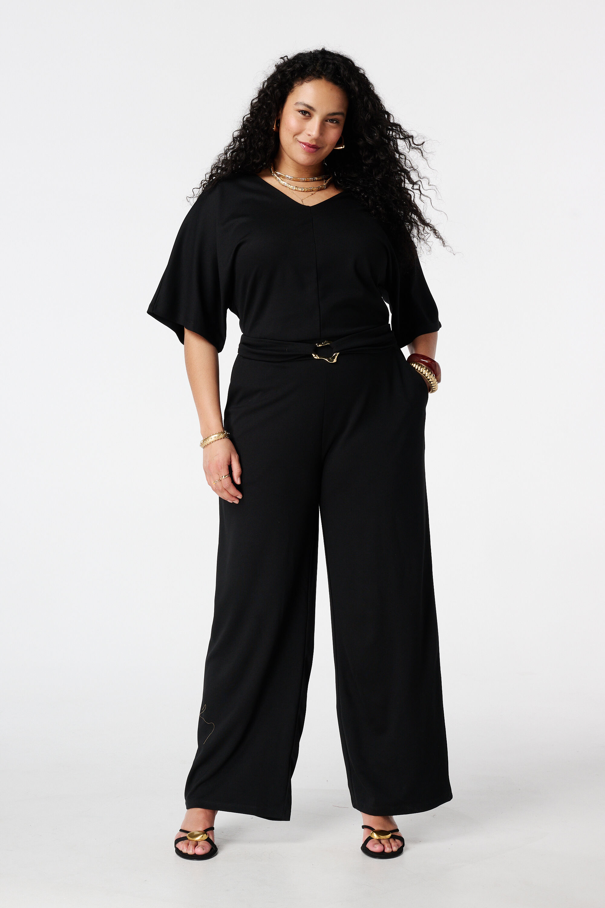 Wide leg jumpsuit met ceintuur