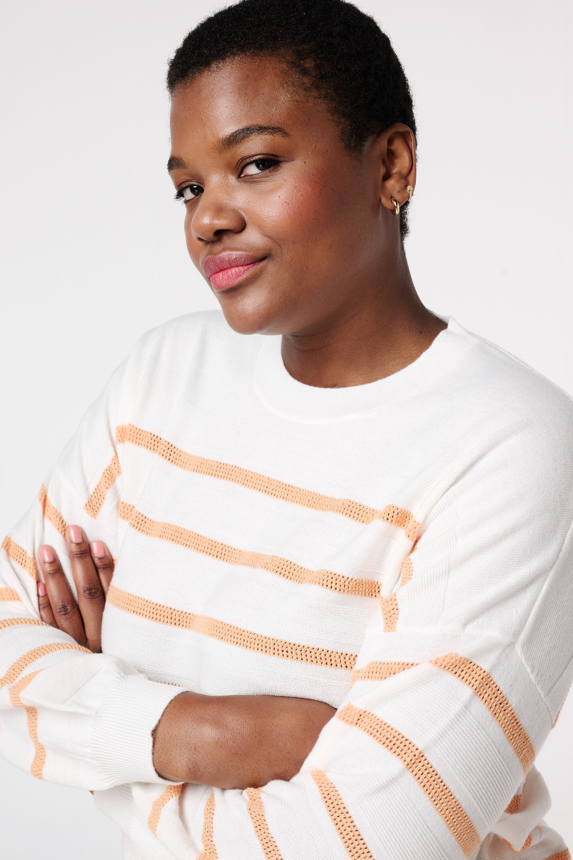 Fijn gebreide trui met strepen image number 3