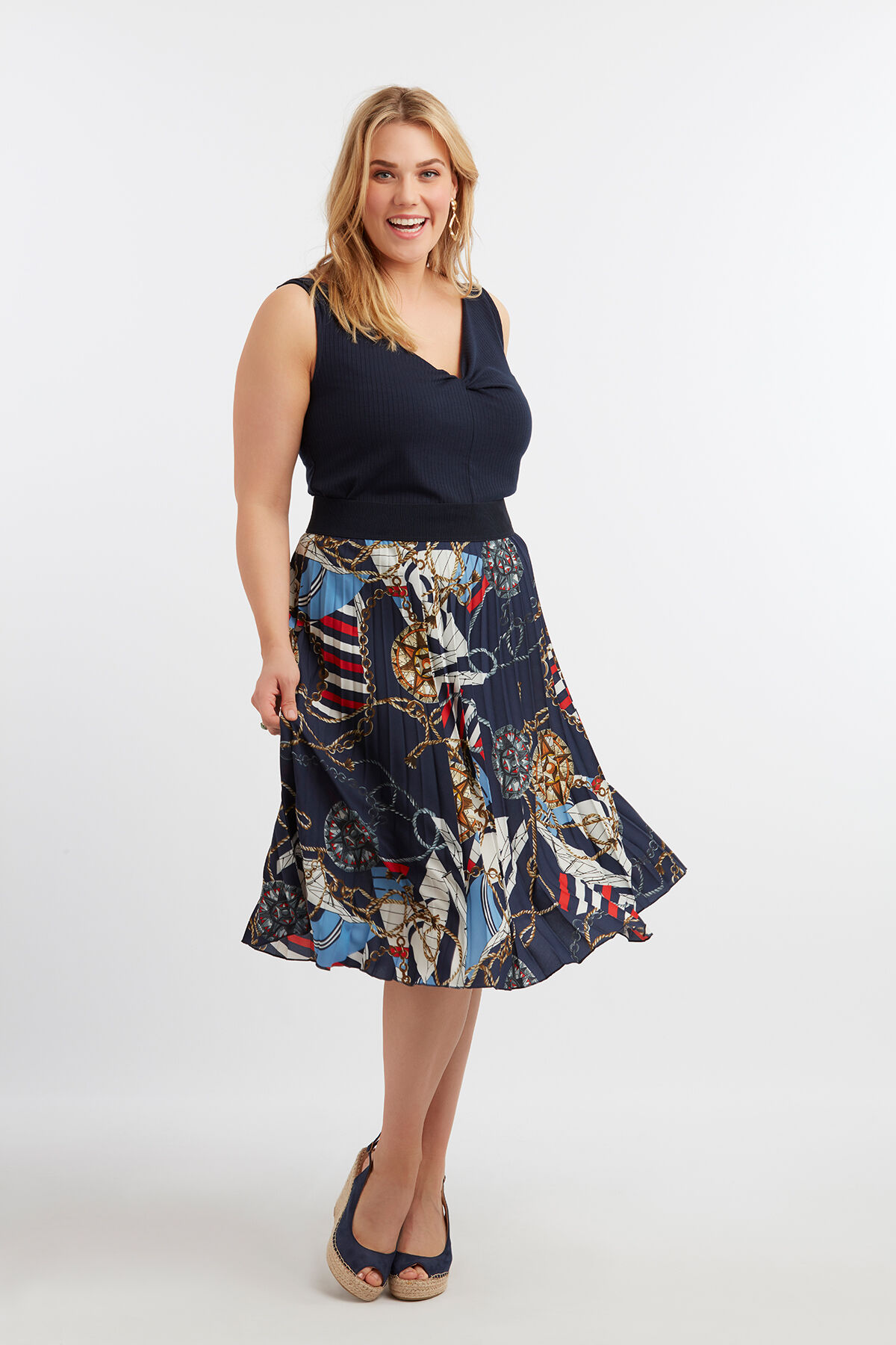Dames Plisse rok met print MS Mode