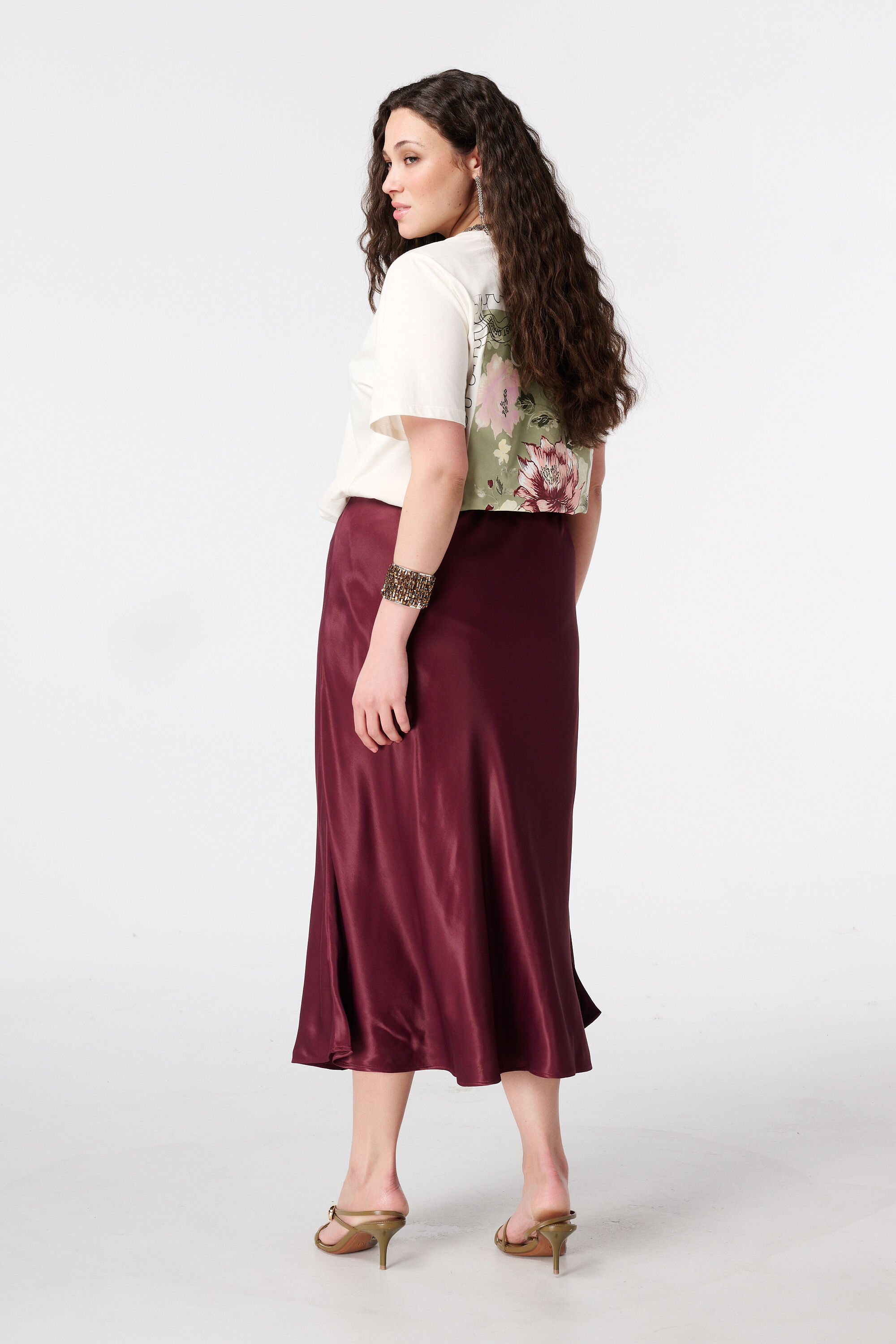 Midi rok van satijn image number 3