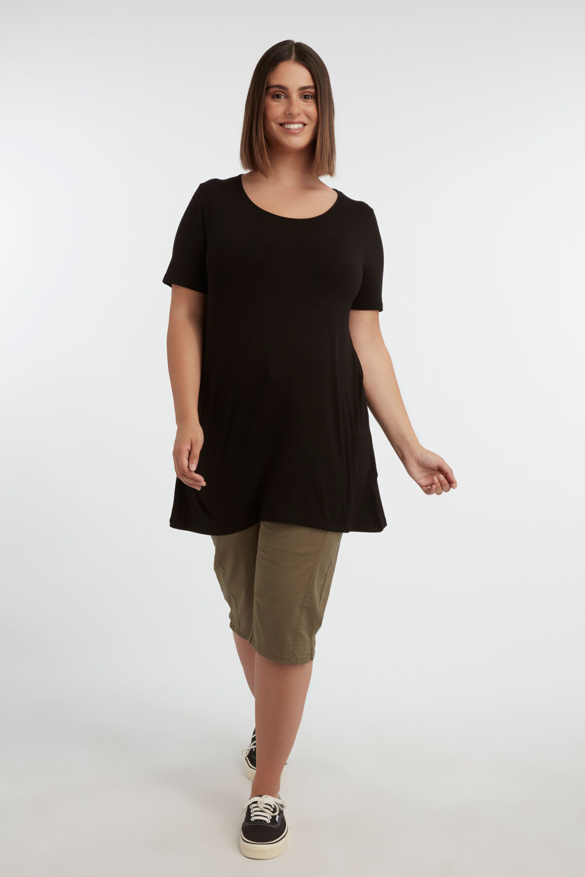 Effen lang T-shirt met rugdetail  image number 5