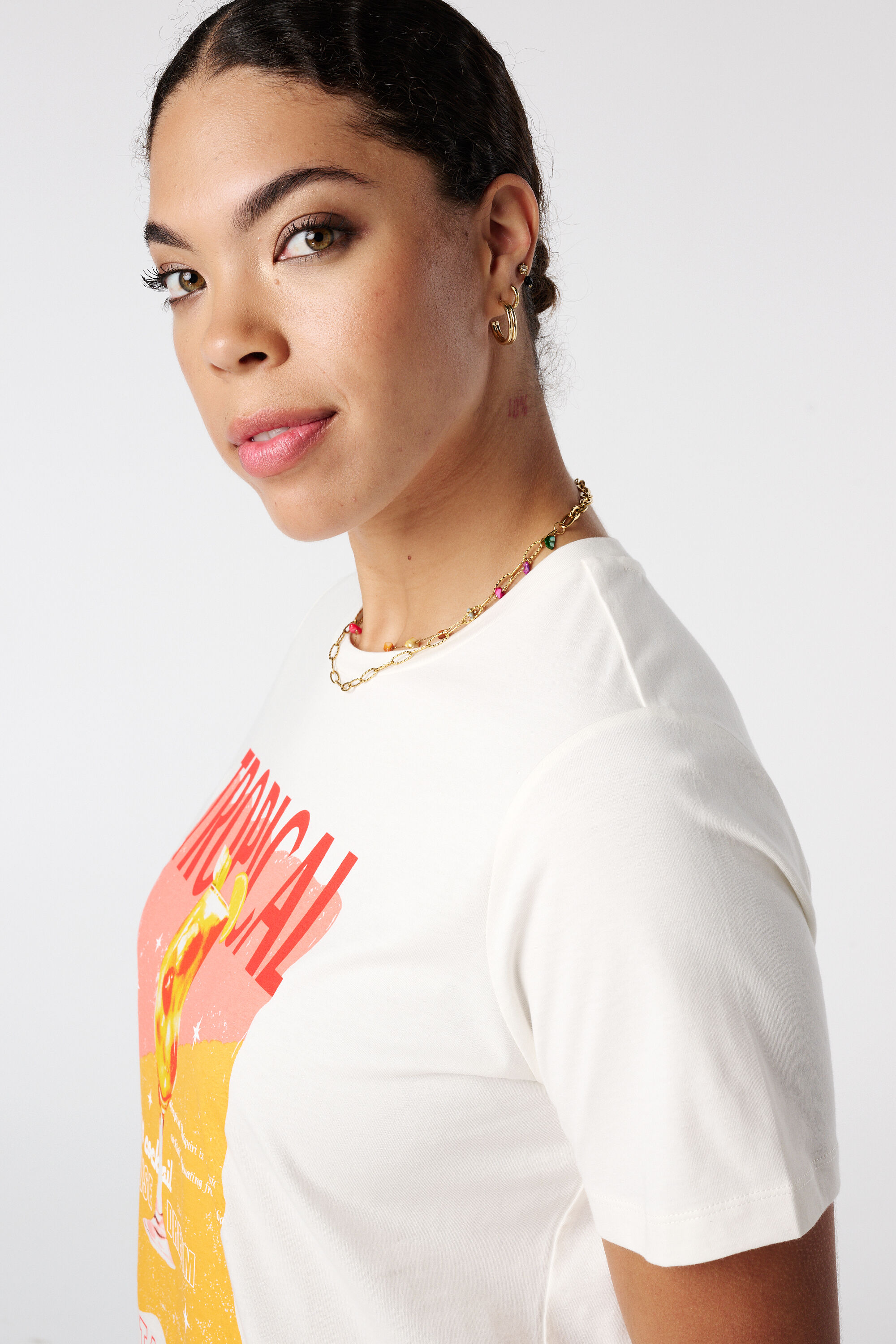 T-shirt met tropische print image number 4