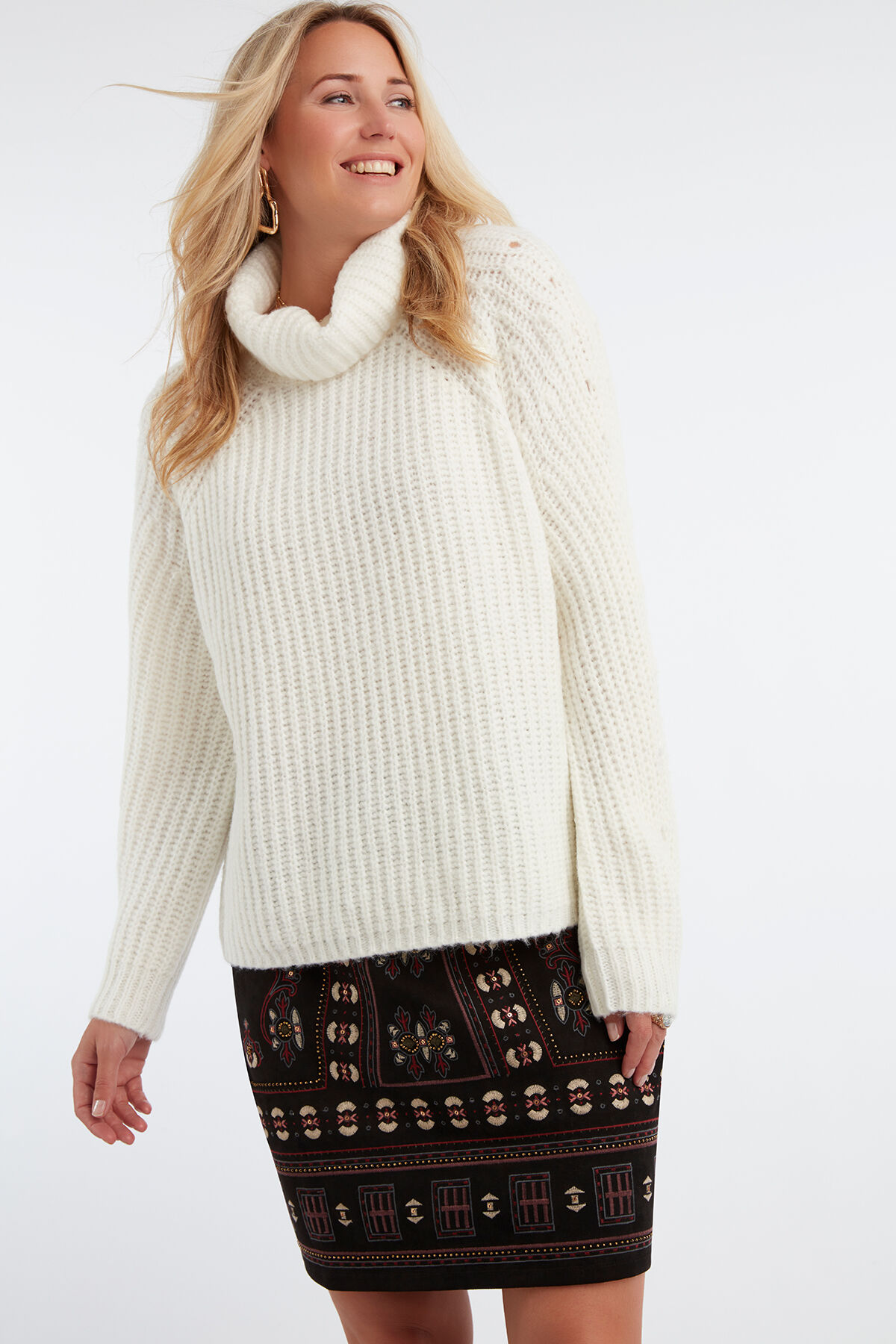 Grof gebreide trui met col image number 4