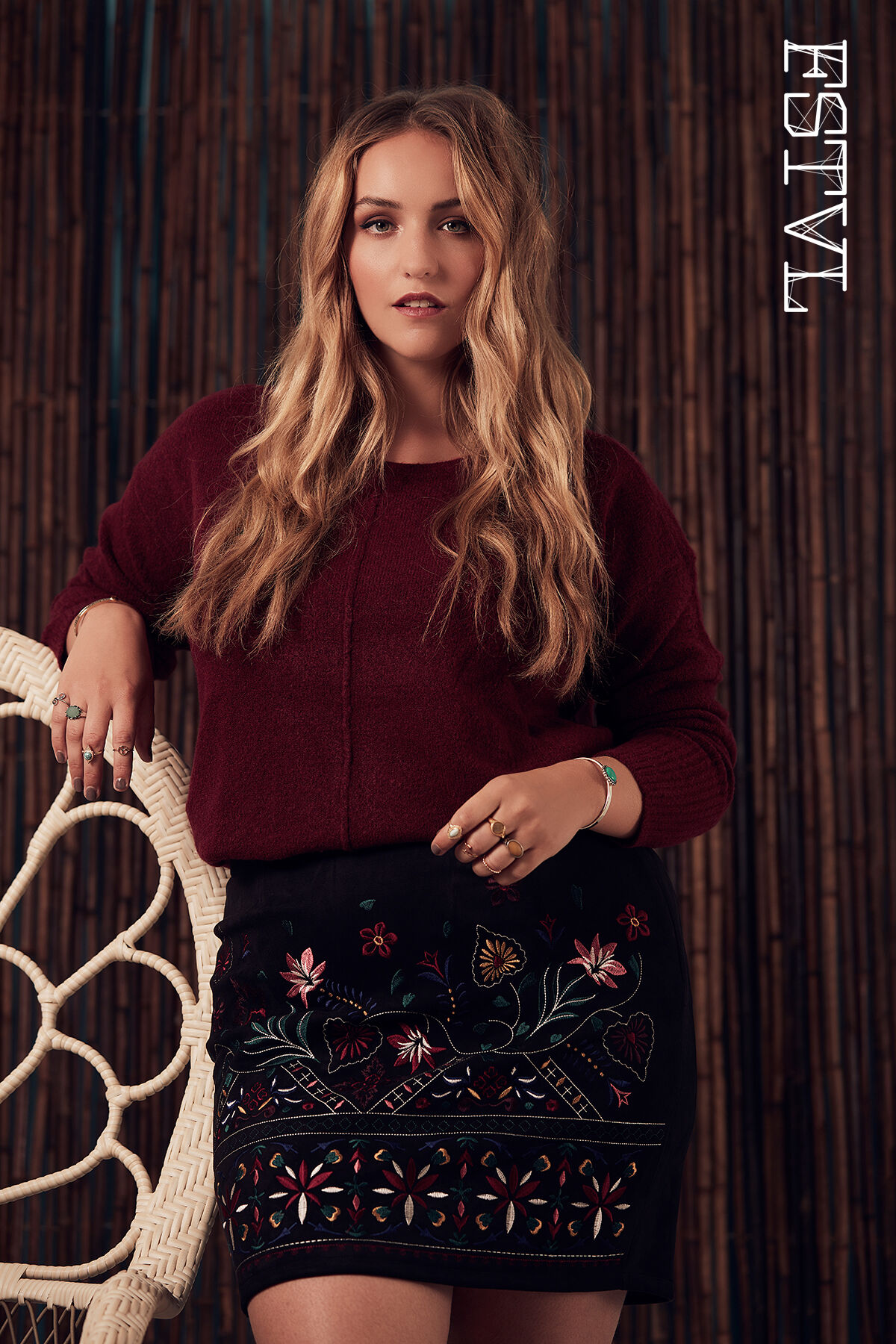 Dames Suede rokje met borduursel MS Mode
