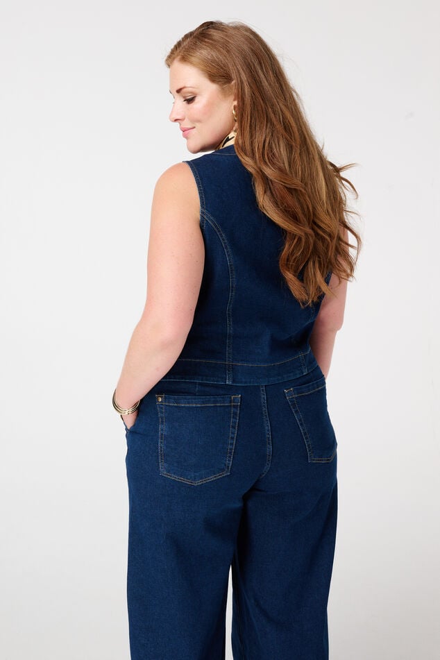 Denim gilet met gouden knopen image number 3