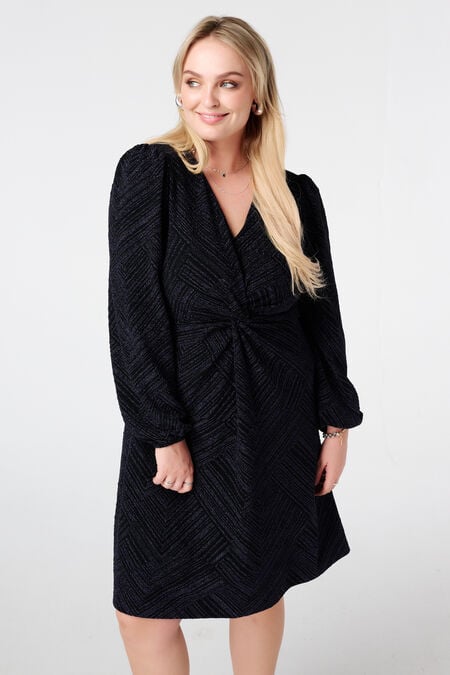 Lurex jurk met knoopdetail Lurex jurk met knoopdetail