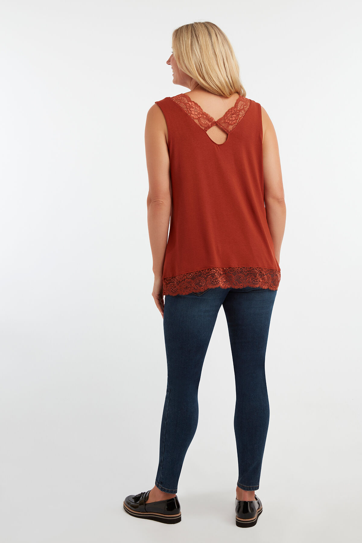 Mouwloze top met kant image number 4