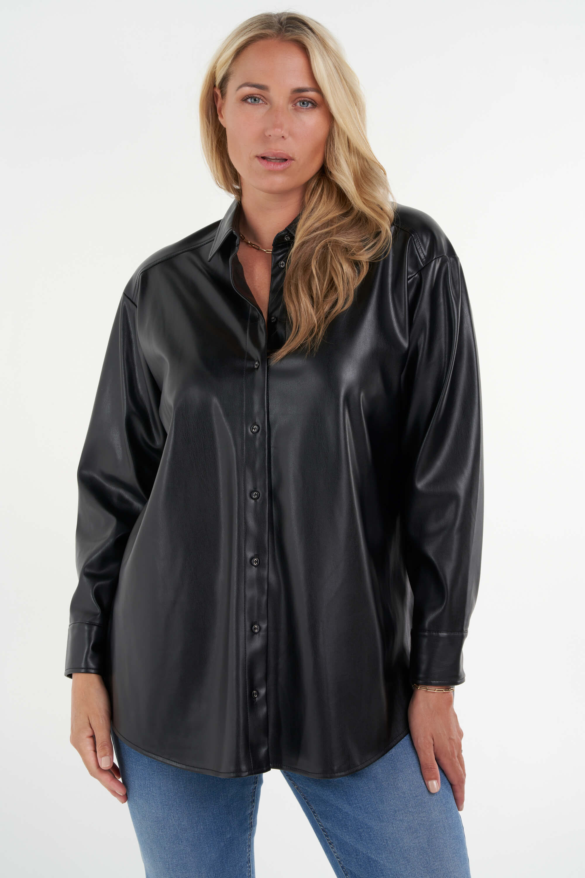 Dames Imitatieleren blouse MS Mode