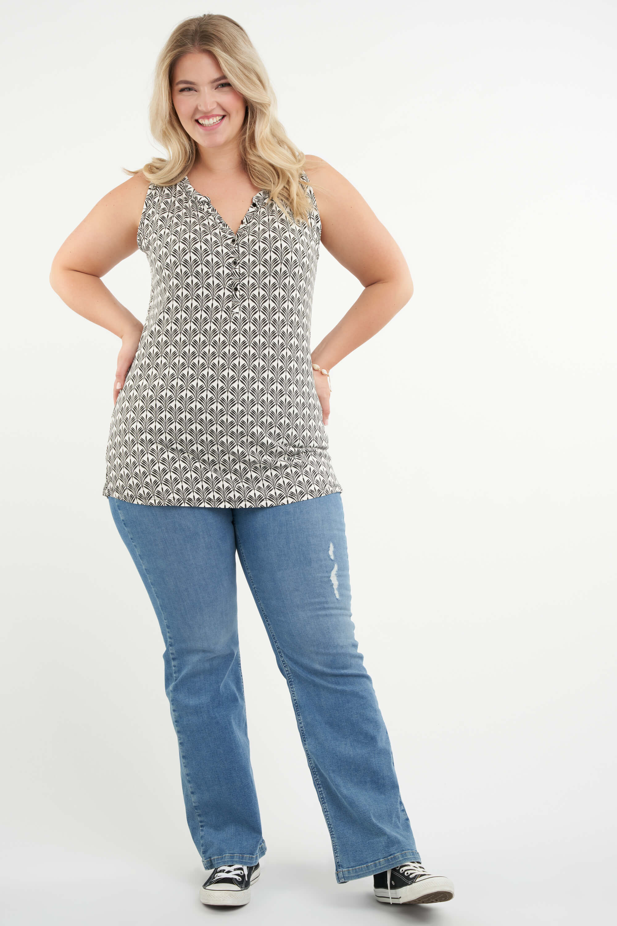 Mouwloze top met print image number 5