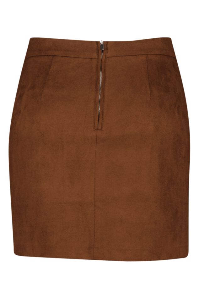 Imitatiesuède rok met overslagdetail image number 3