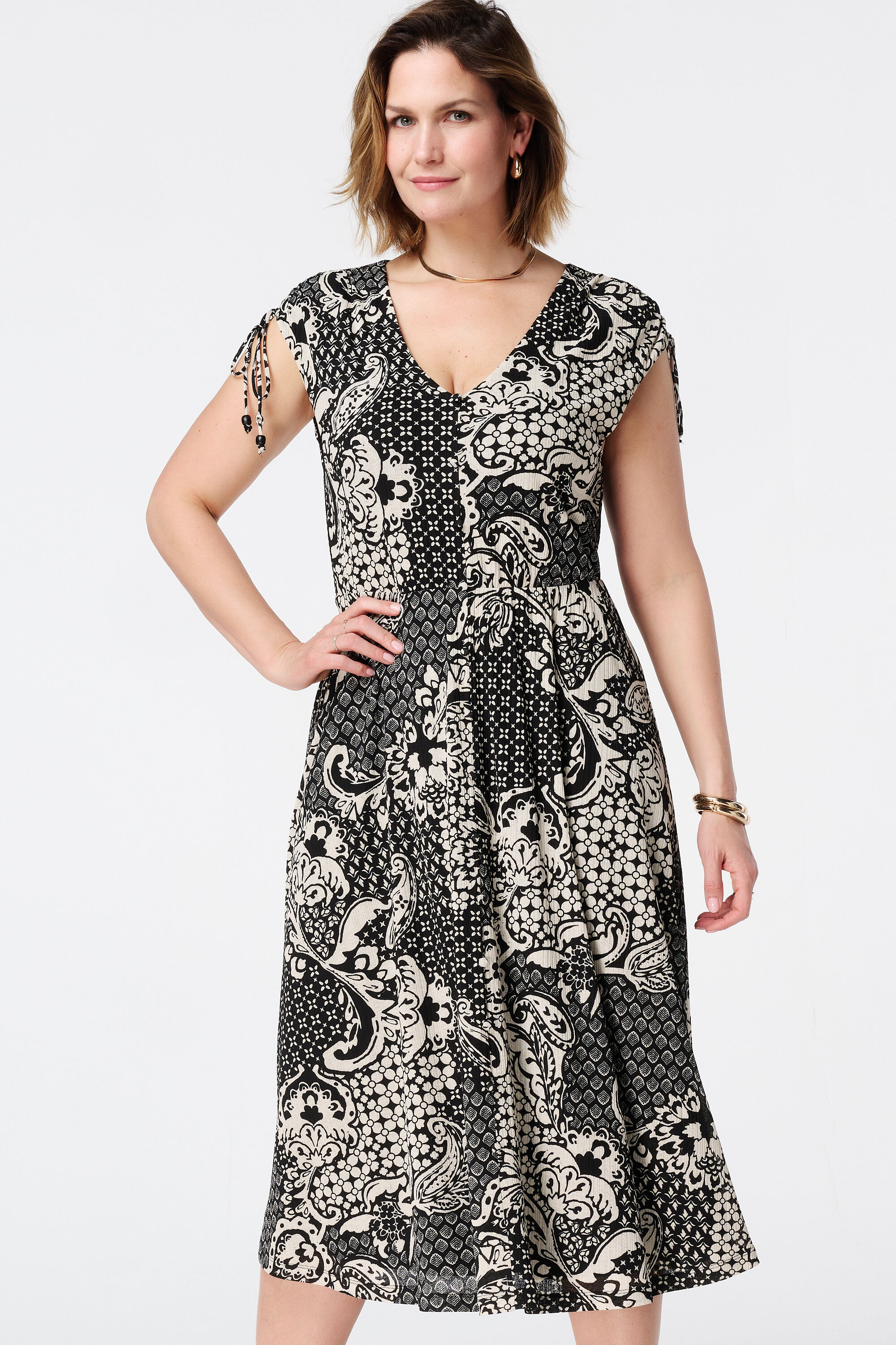 Midi jurk met paisley print image number 5