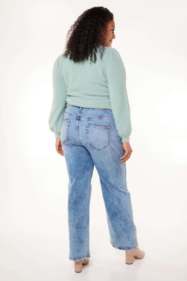High waist jeans met wijde pijpen image 3