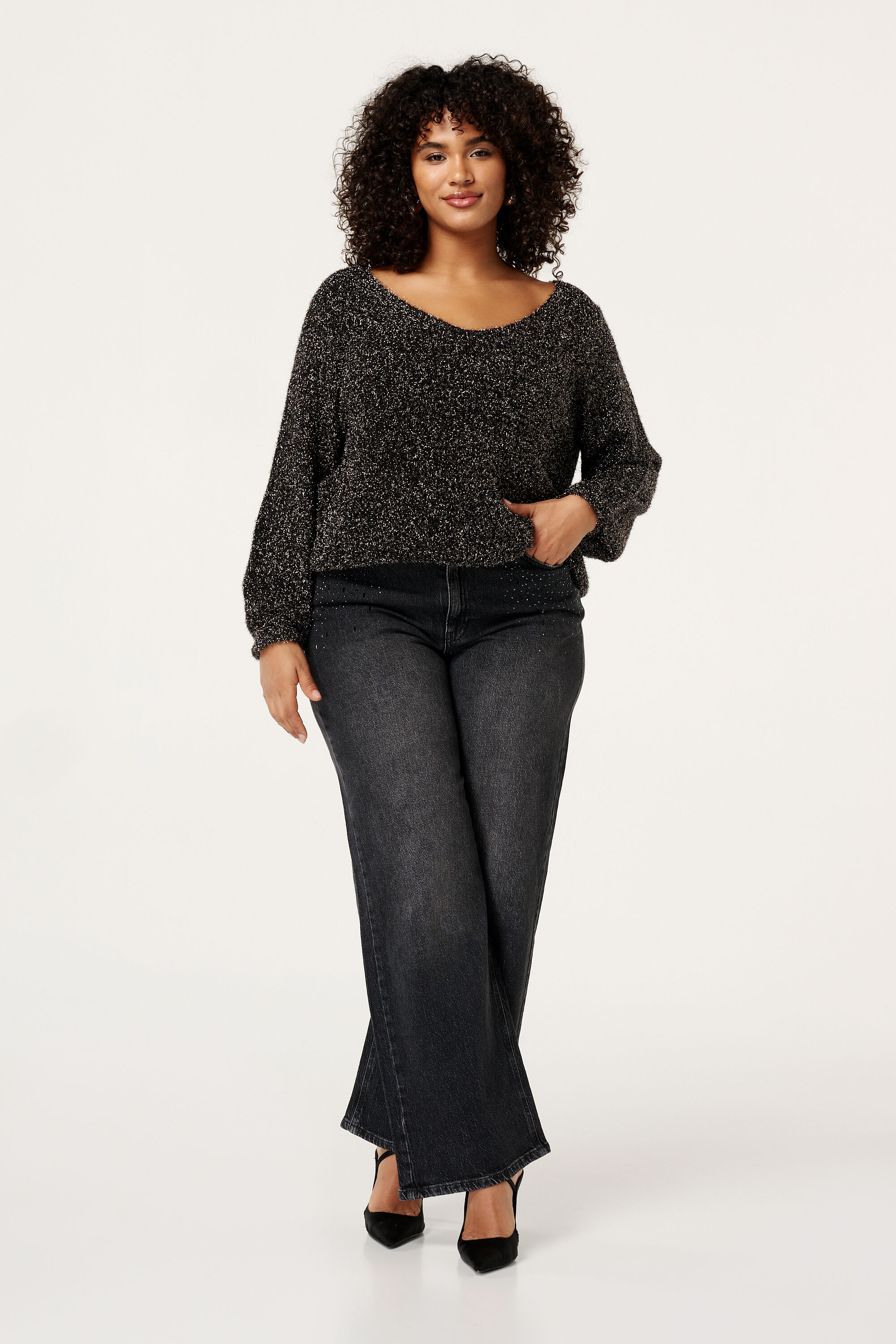 Fluffy trui met lurex image number 5