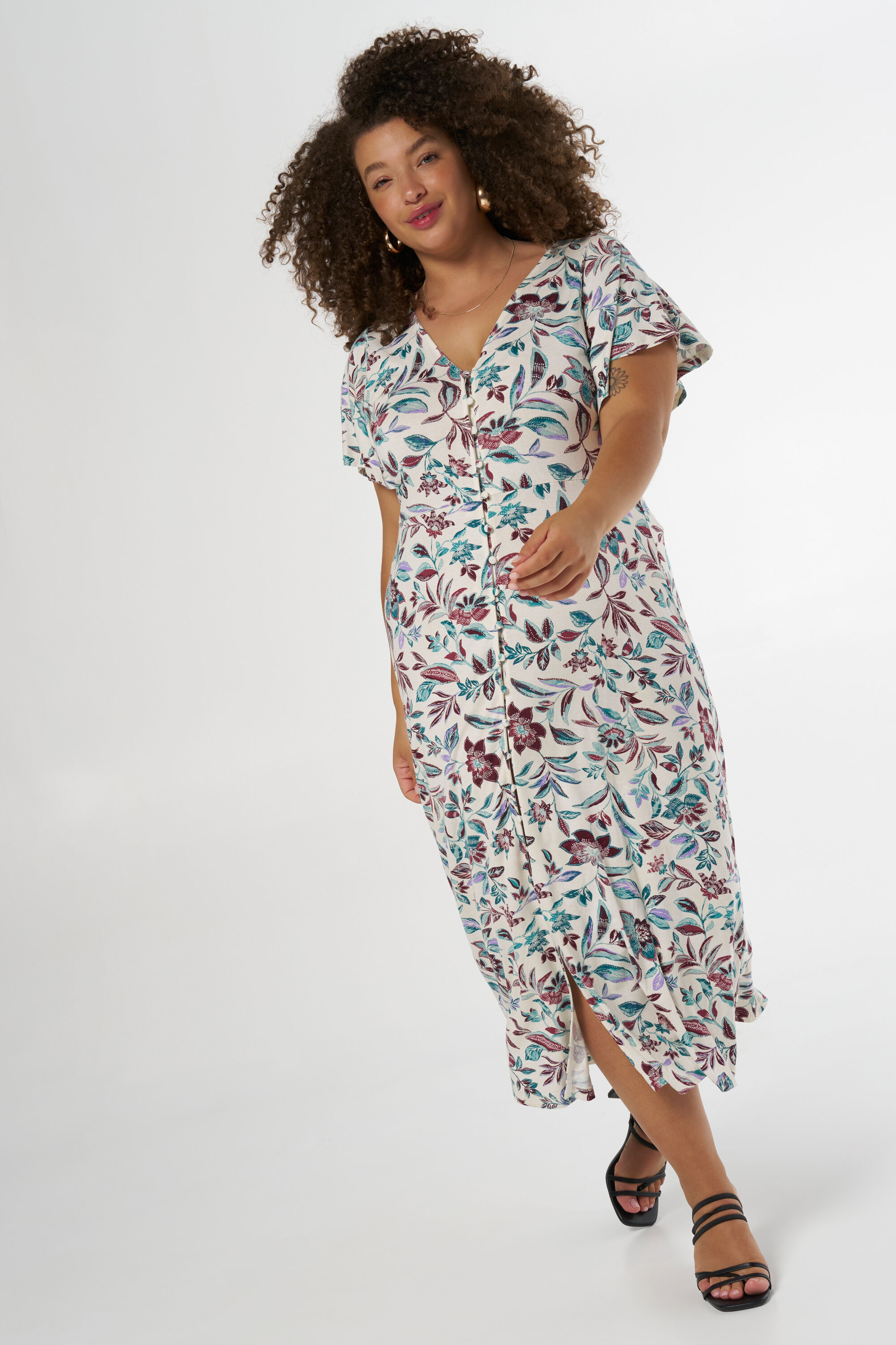 Midi jurk met bloemenprint