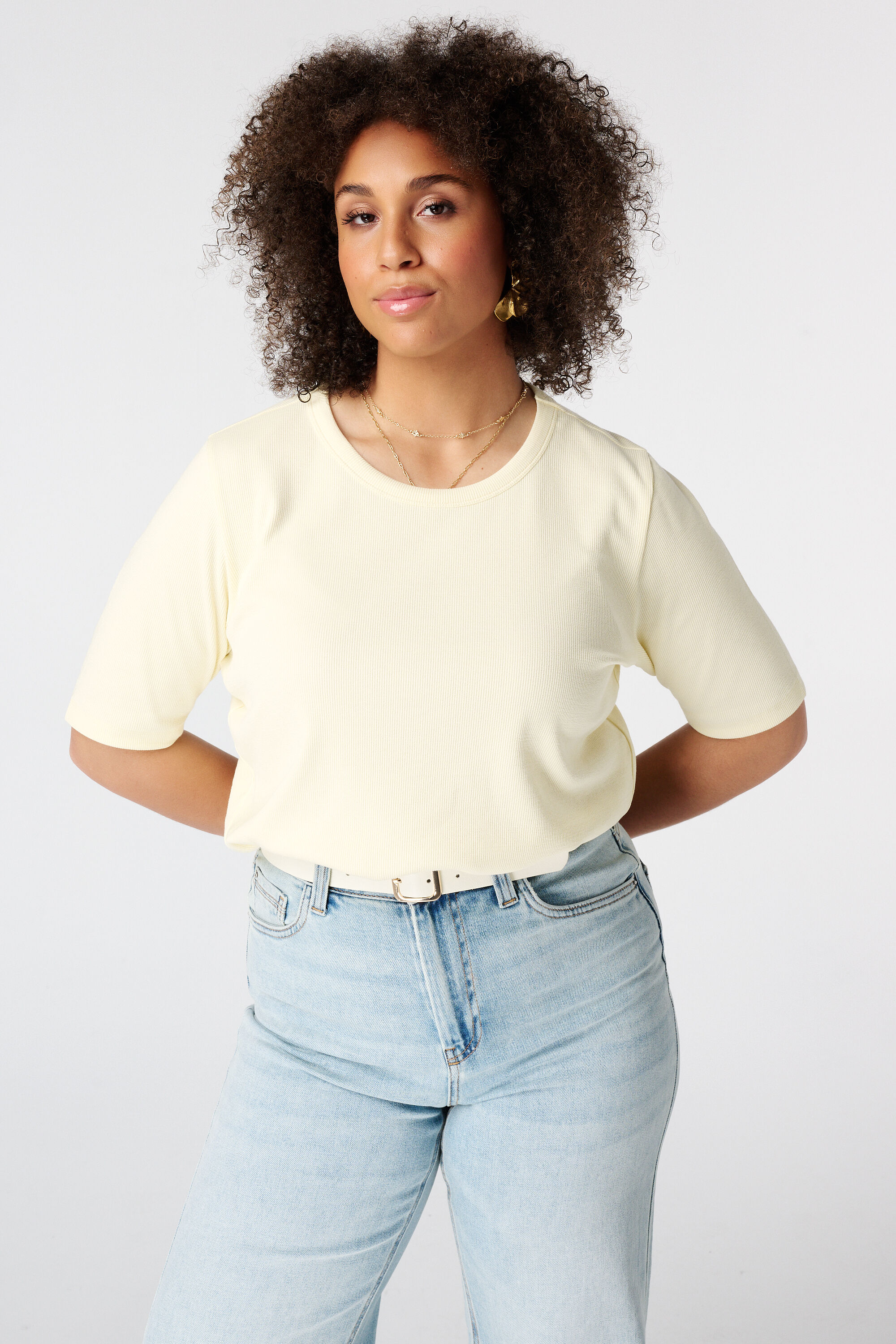 Basic top van ribstof