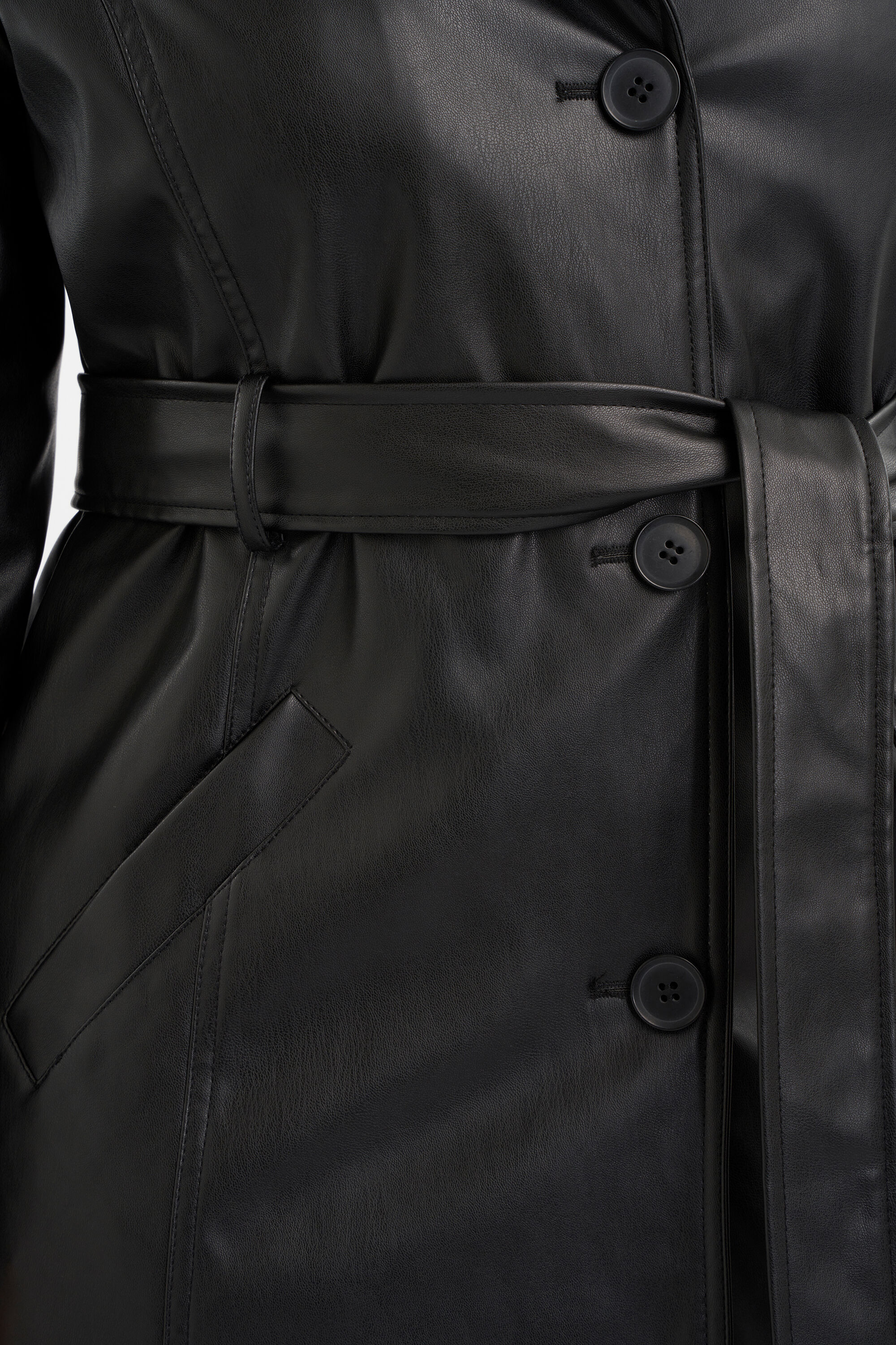 PU leren jas met ceintuur image number 6