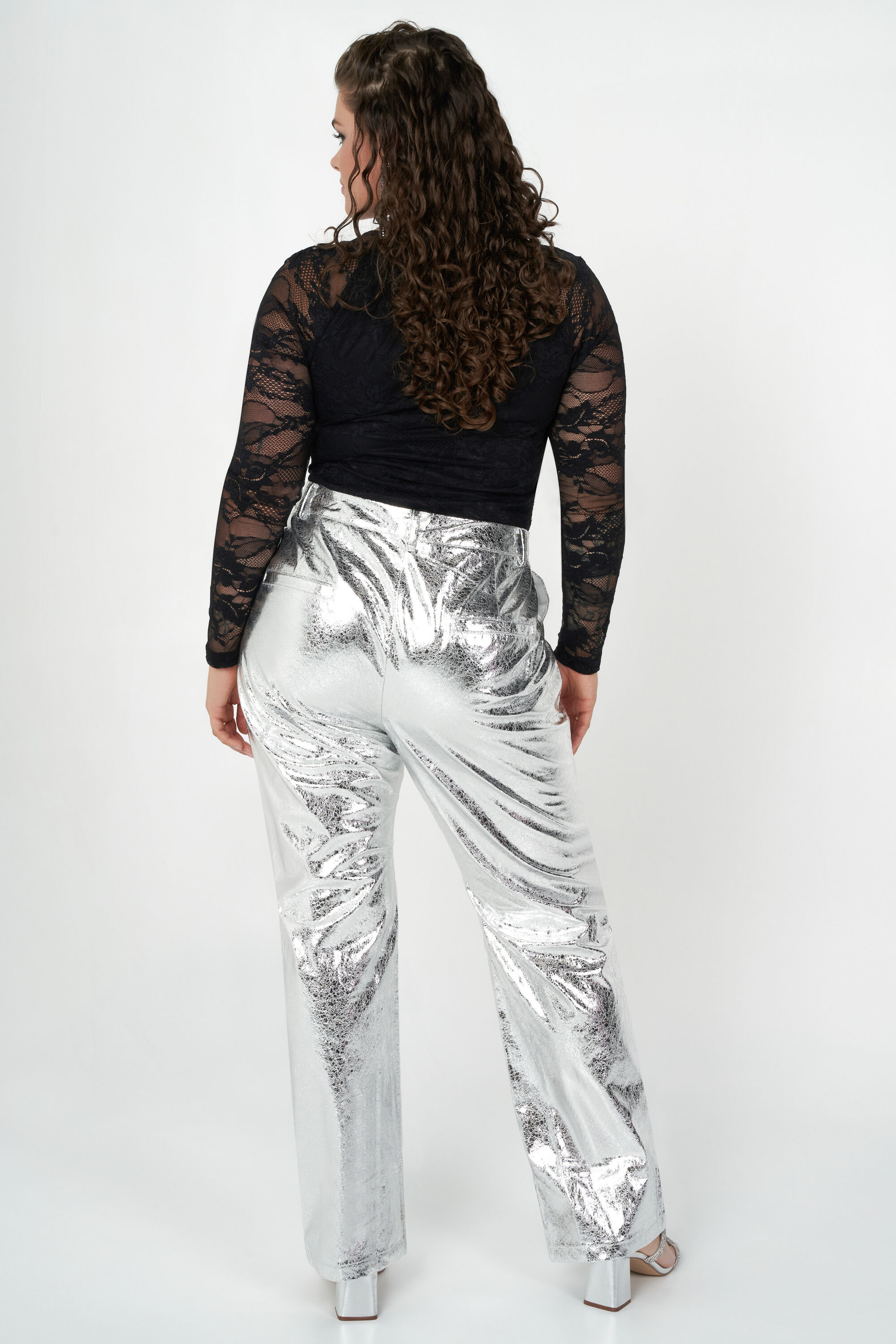 Rechte broek met metallic image number 4