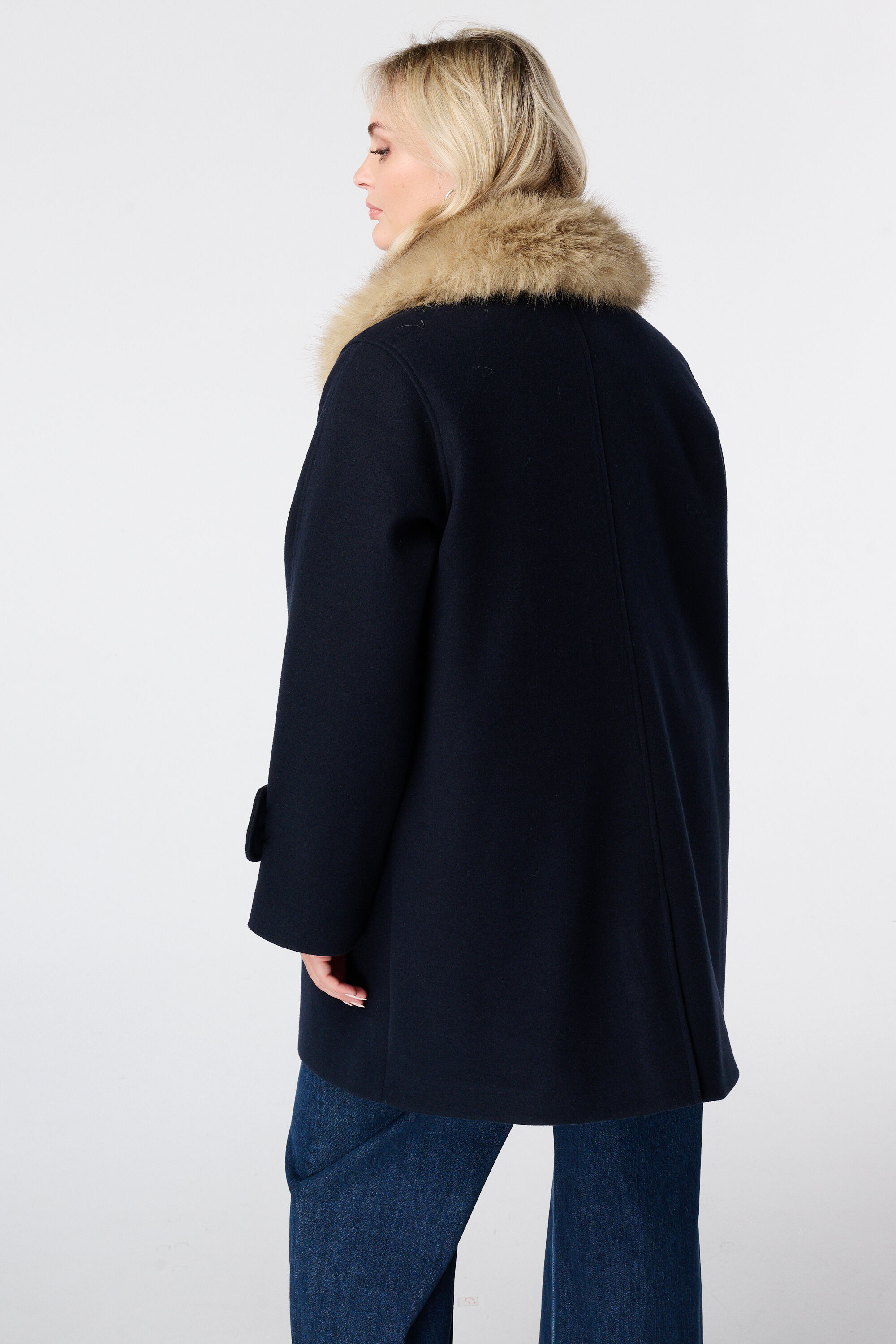 Manteljas met faux fur kraag image number 3