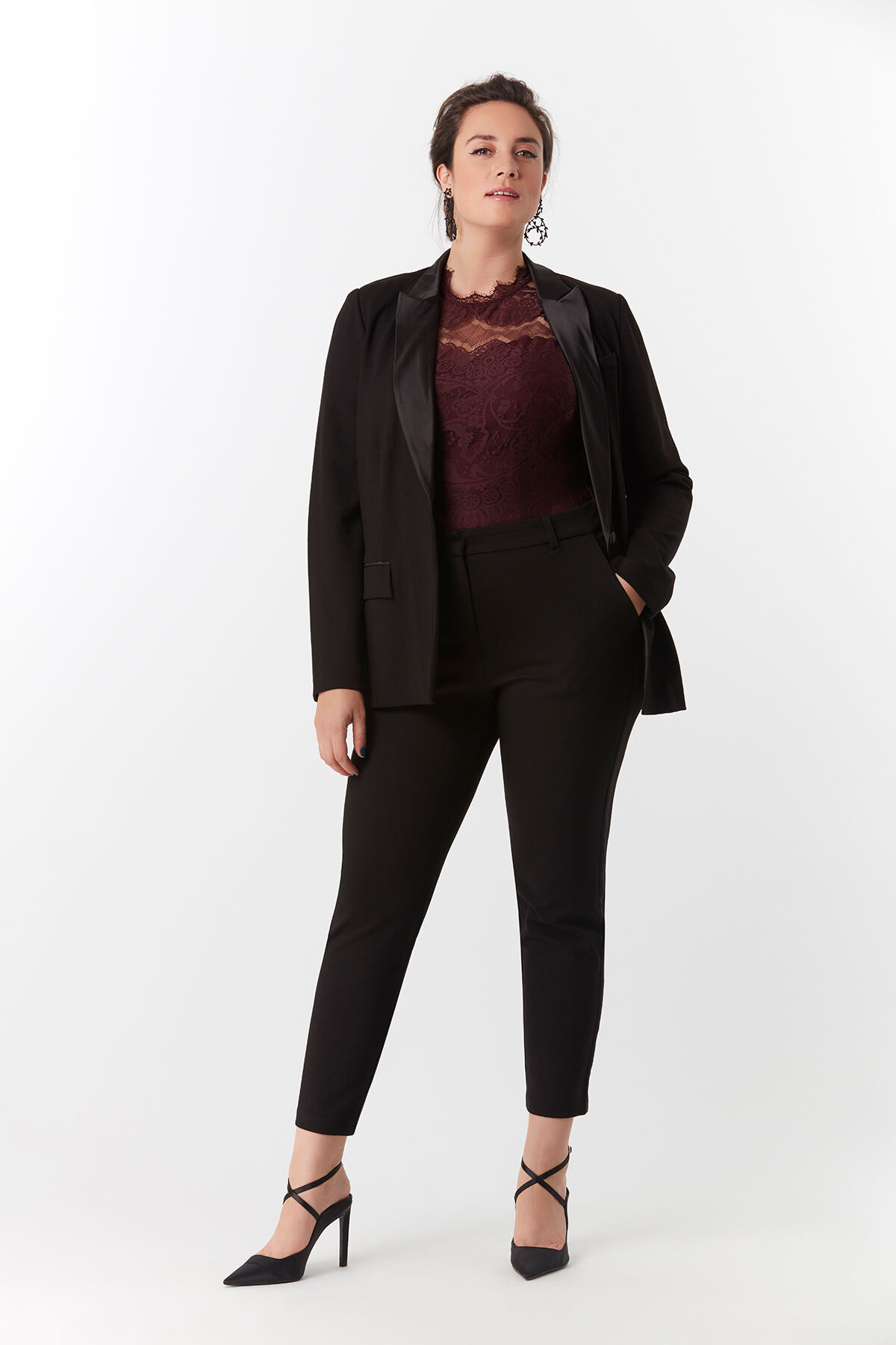 Blazer met glans revers image number 4