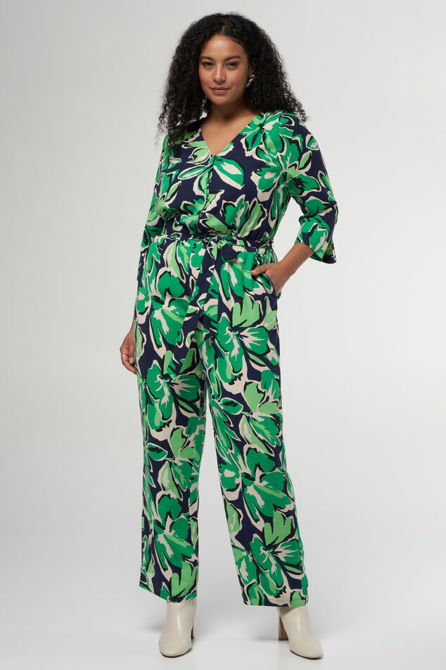 Jumpsuit met groene bloemenprint image number 0