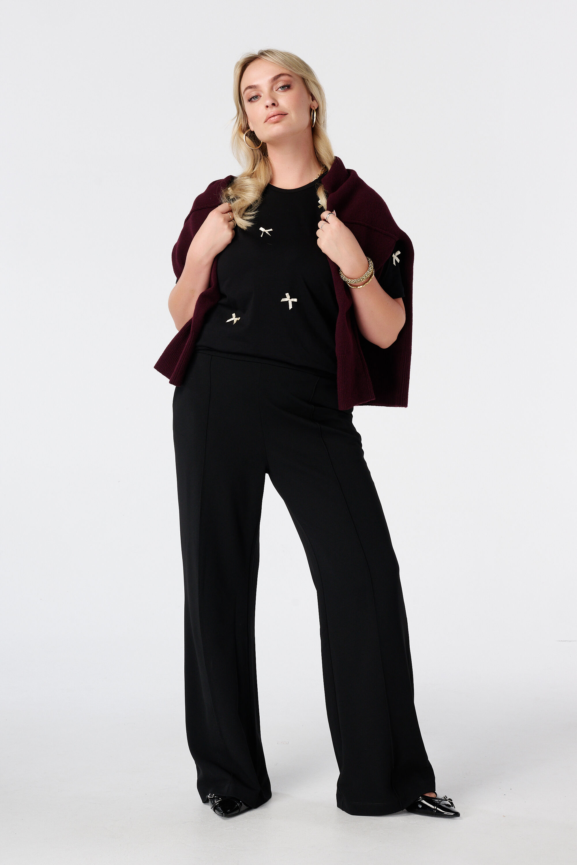 Straight leg pantalon met elastische taille
