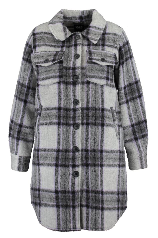 Lange geruite shacket  image number 2