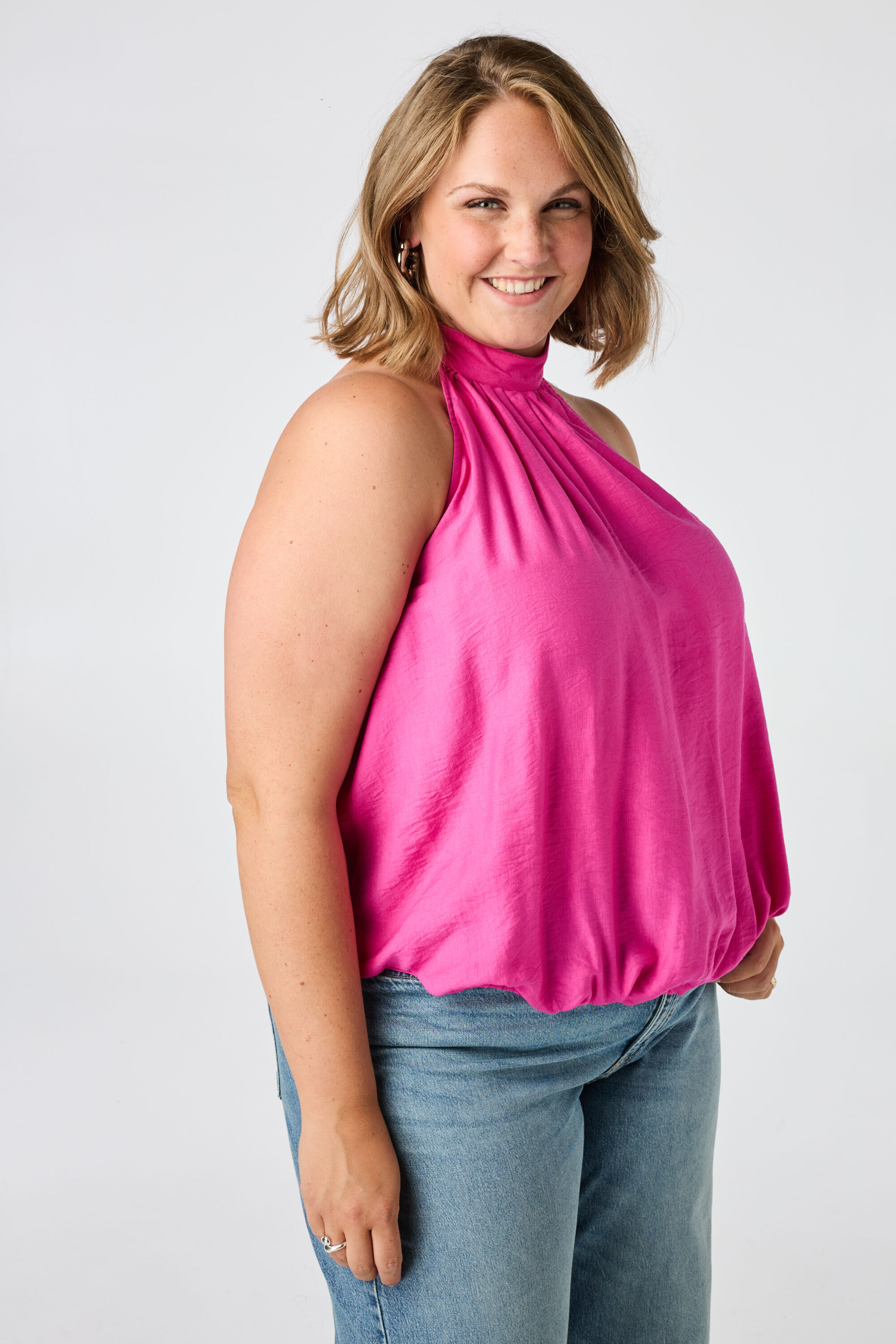 Mouwloze blouse met hoge hals image number 5