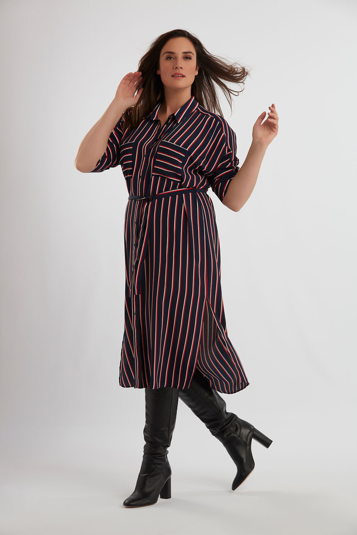 Gestreepte overhemdjurk image number 4
