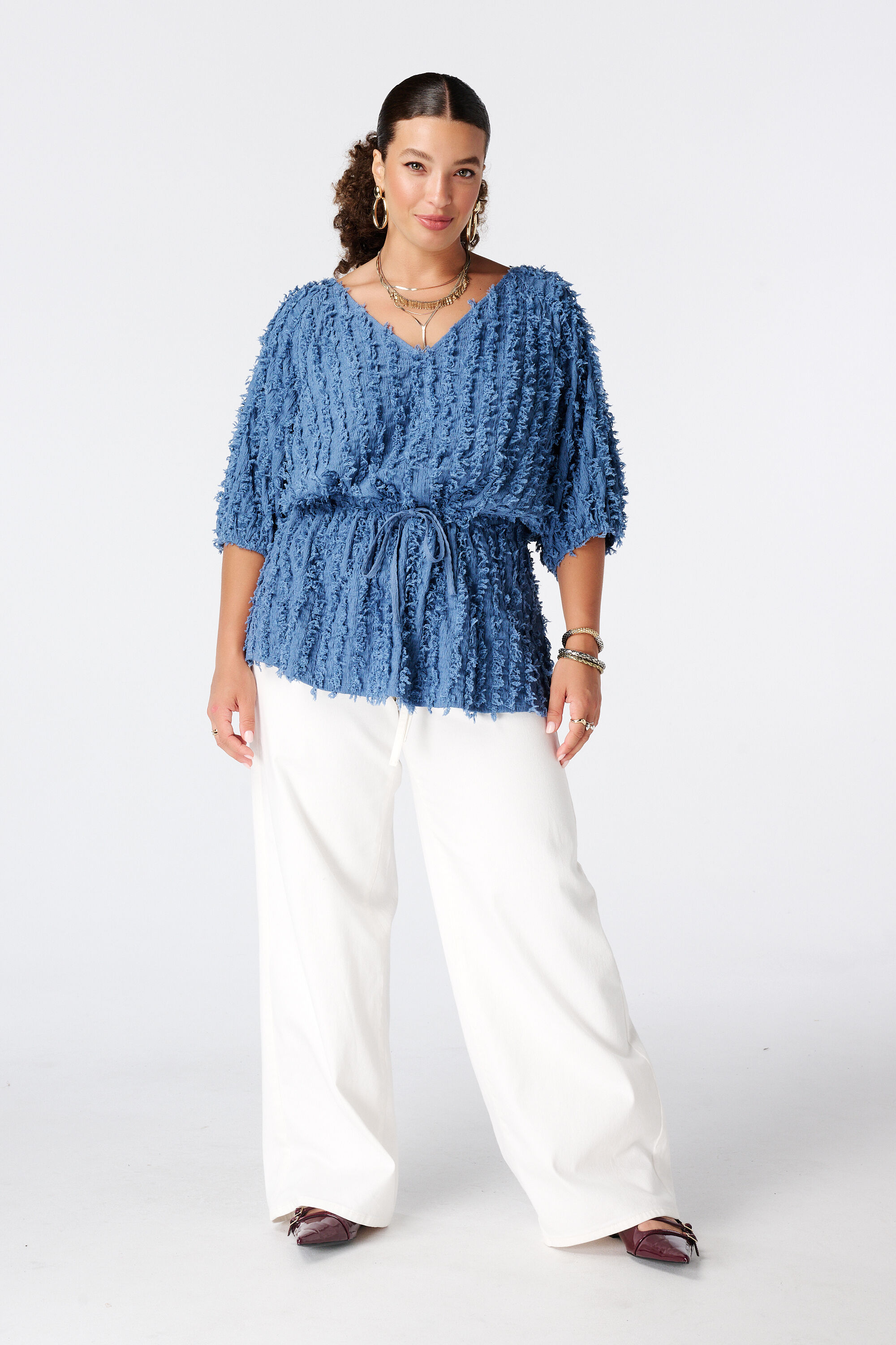 Harige top met drawstring image number 5