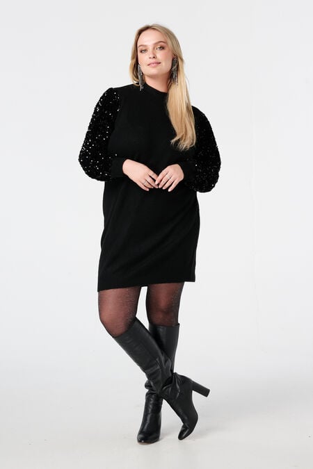 Gebreide tuniek met paillettenmouwen Gebreide tuniek met paillettenmouwen