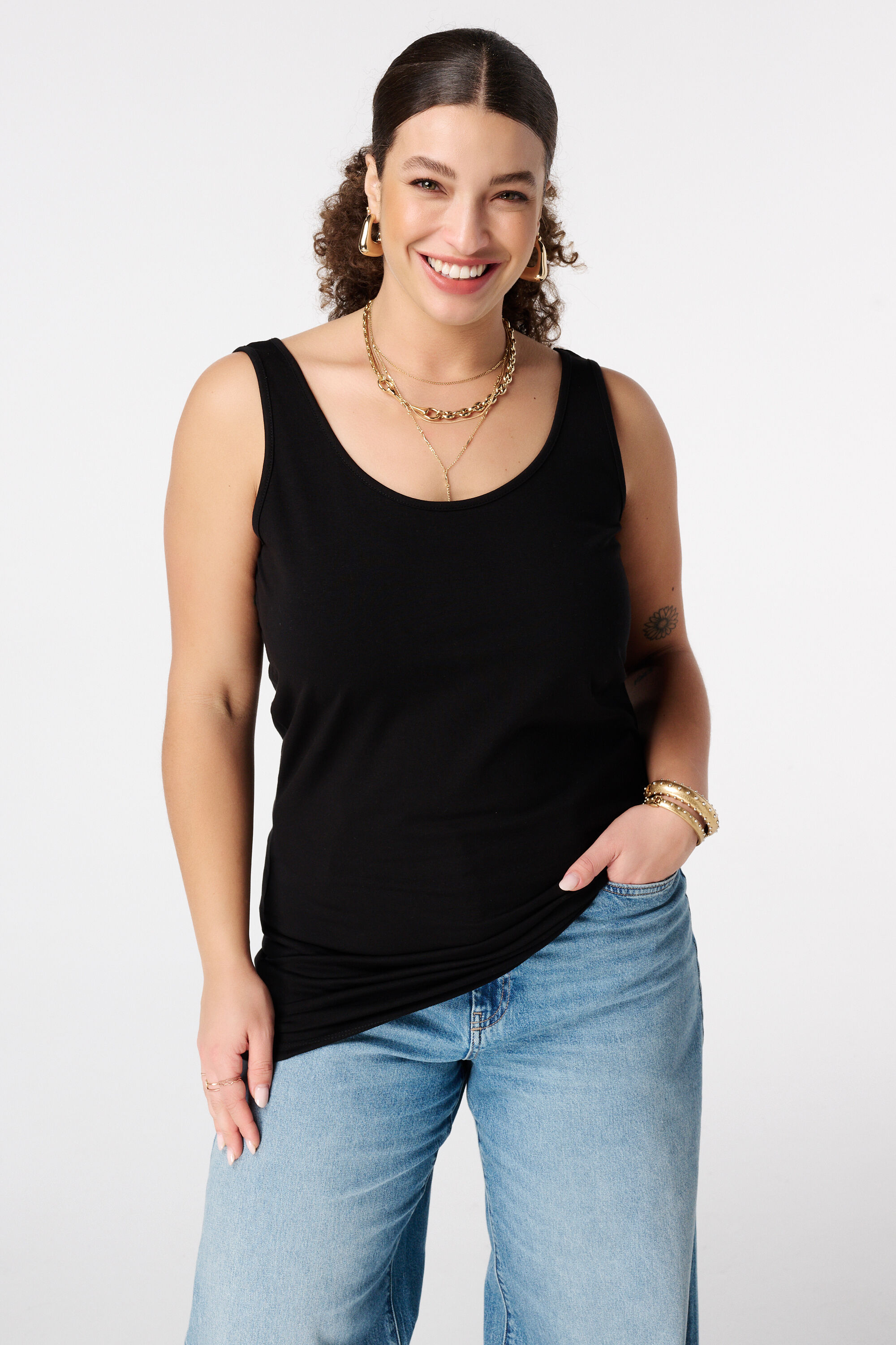 Katoenen extra lange singlet